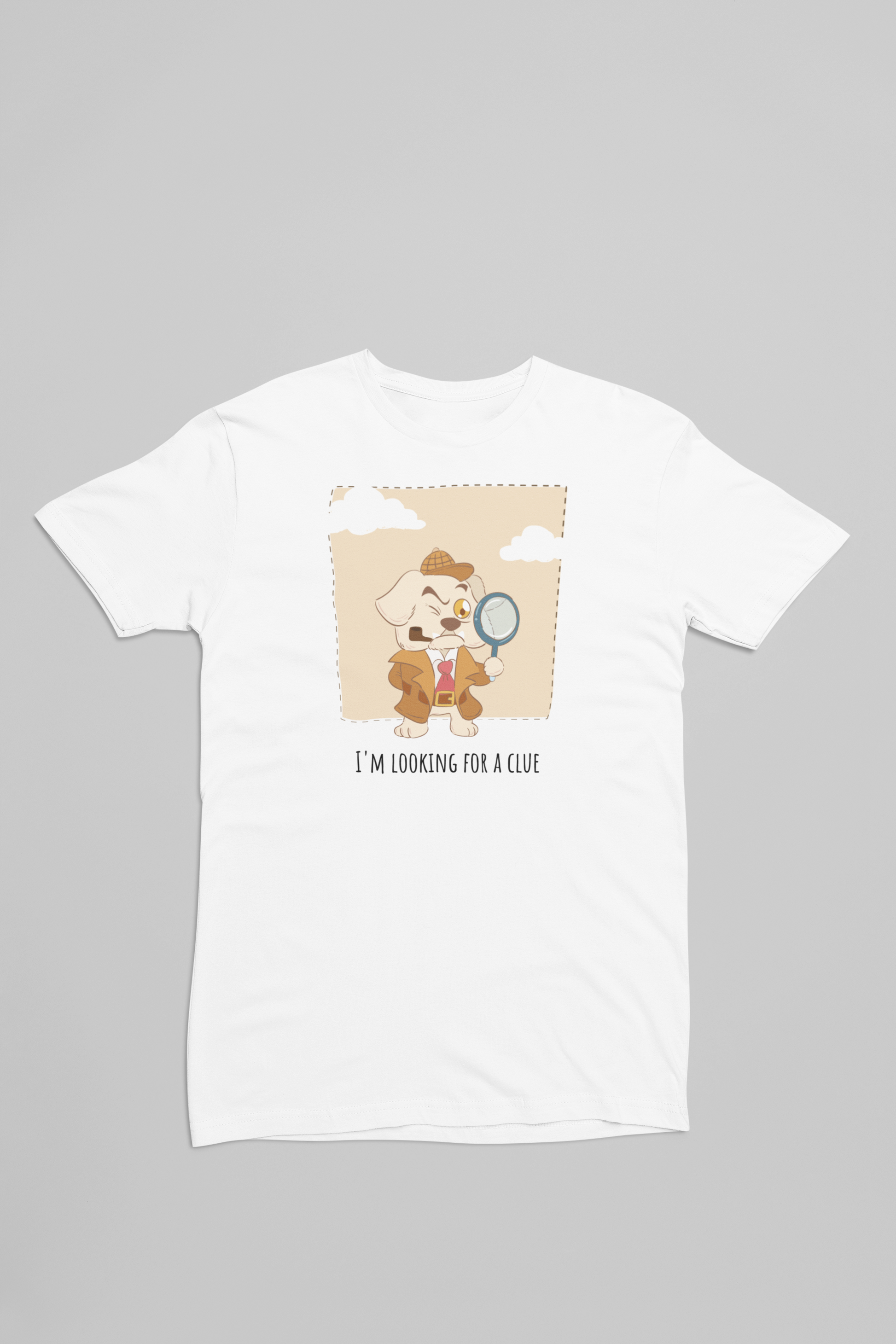 hvid t-shirt med en hunde detektiv