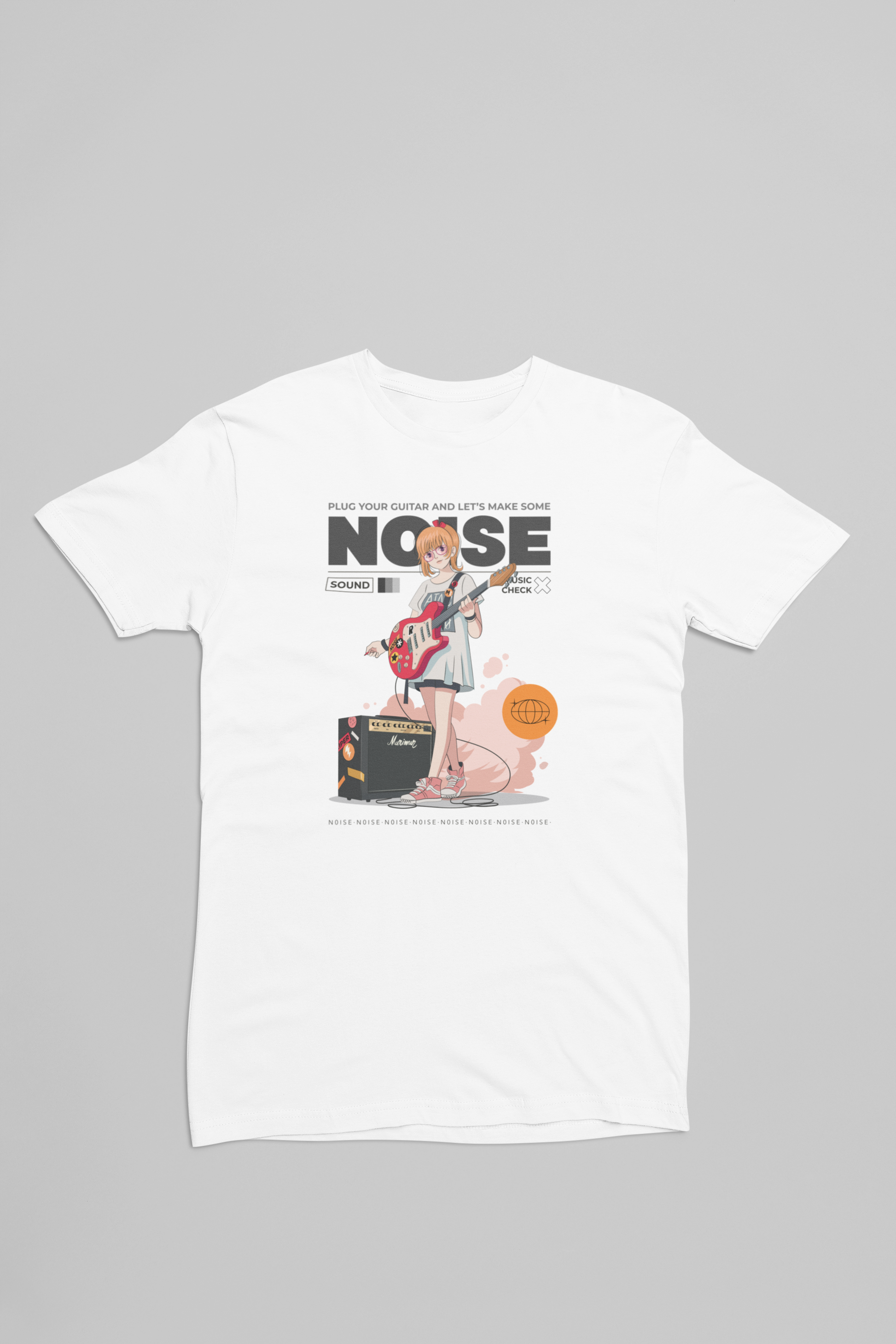 Anime Guitar Girl hvid T-shirt