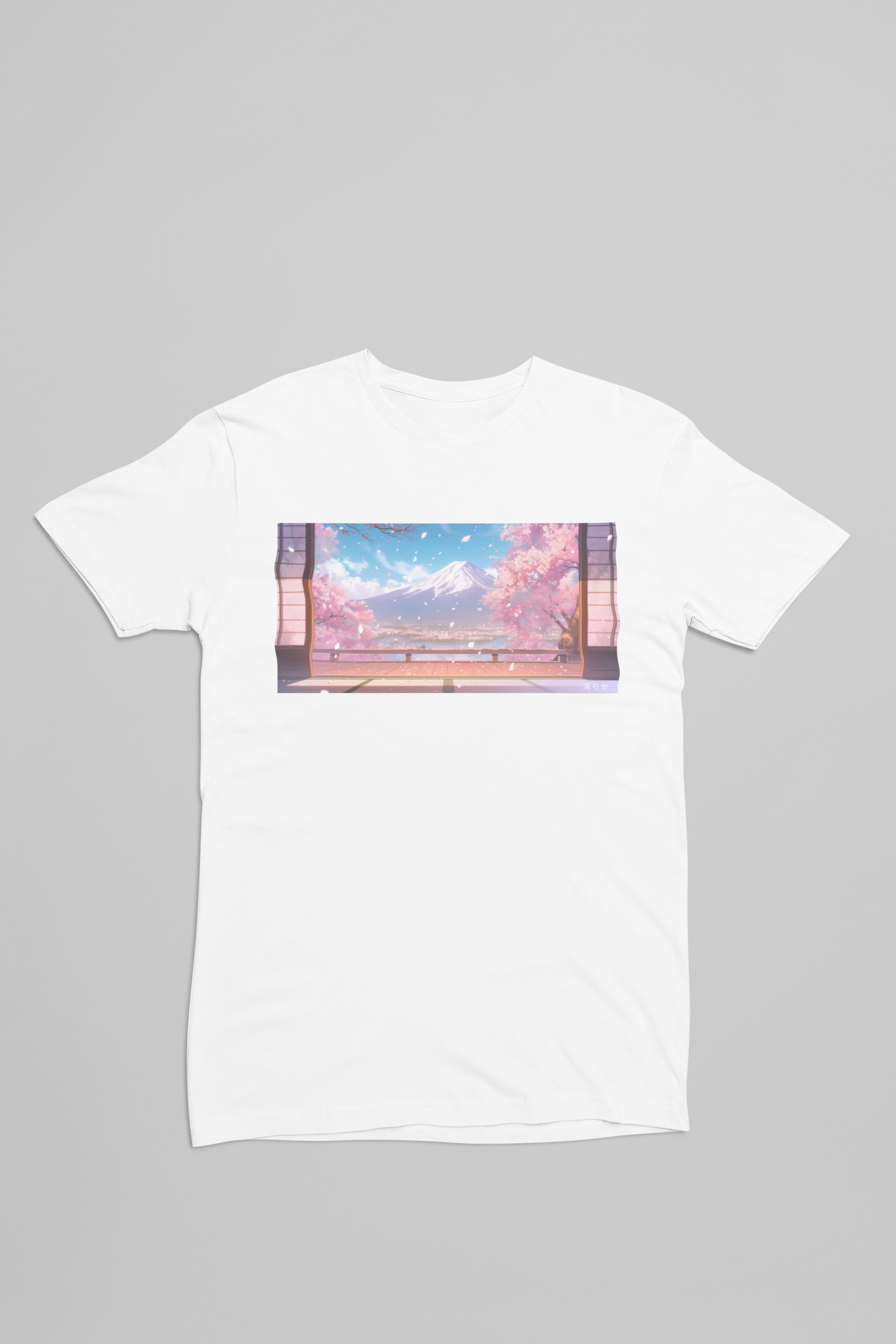 hvid t-shirt med anime Mount Fuji 