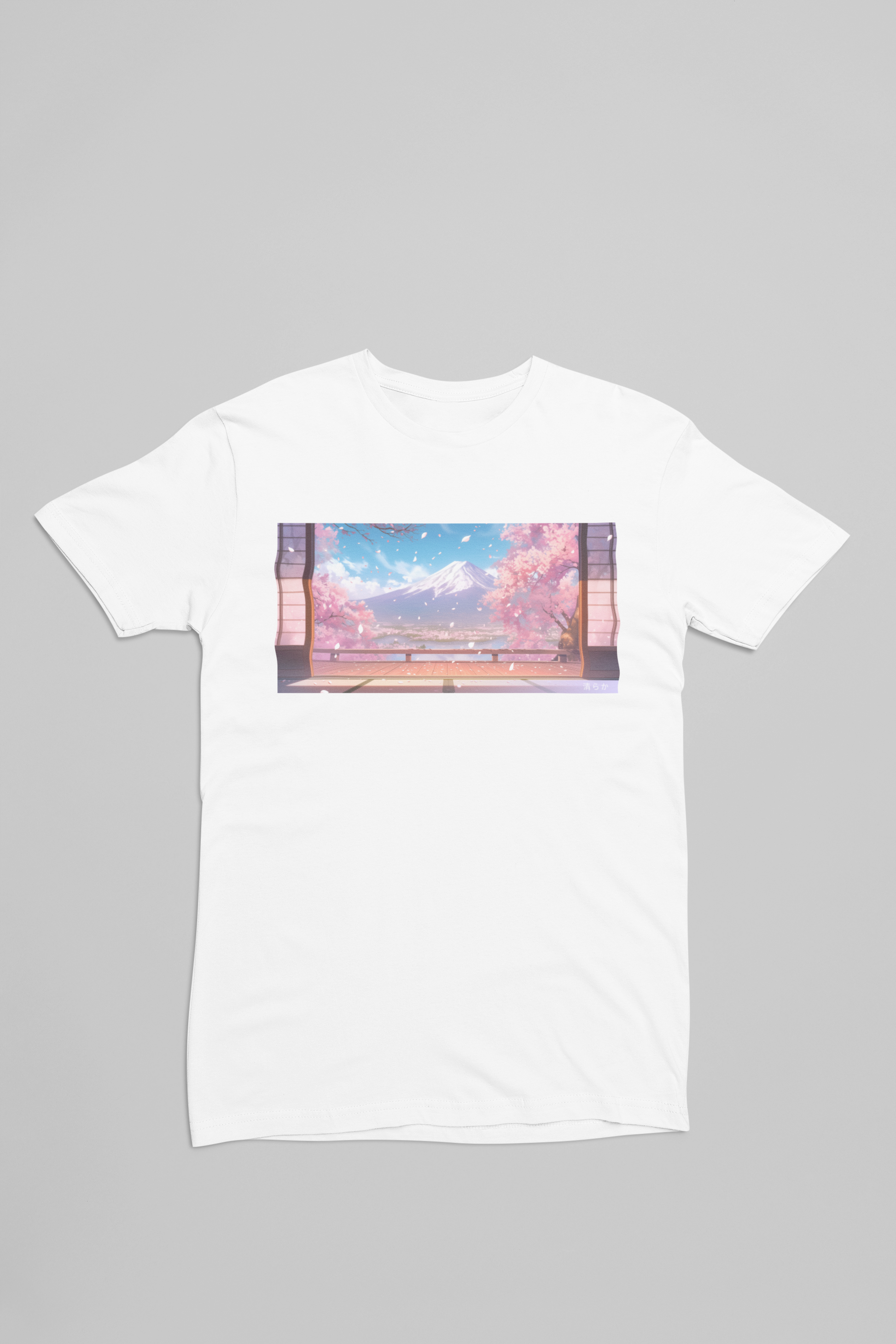 hvid t-shirt med anime Mount Fuji 