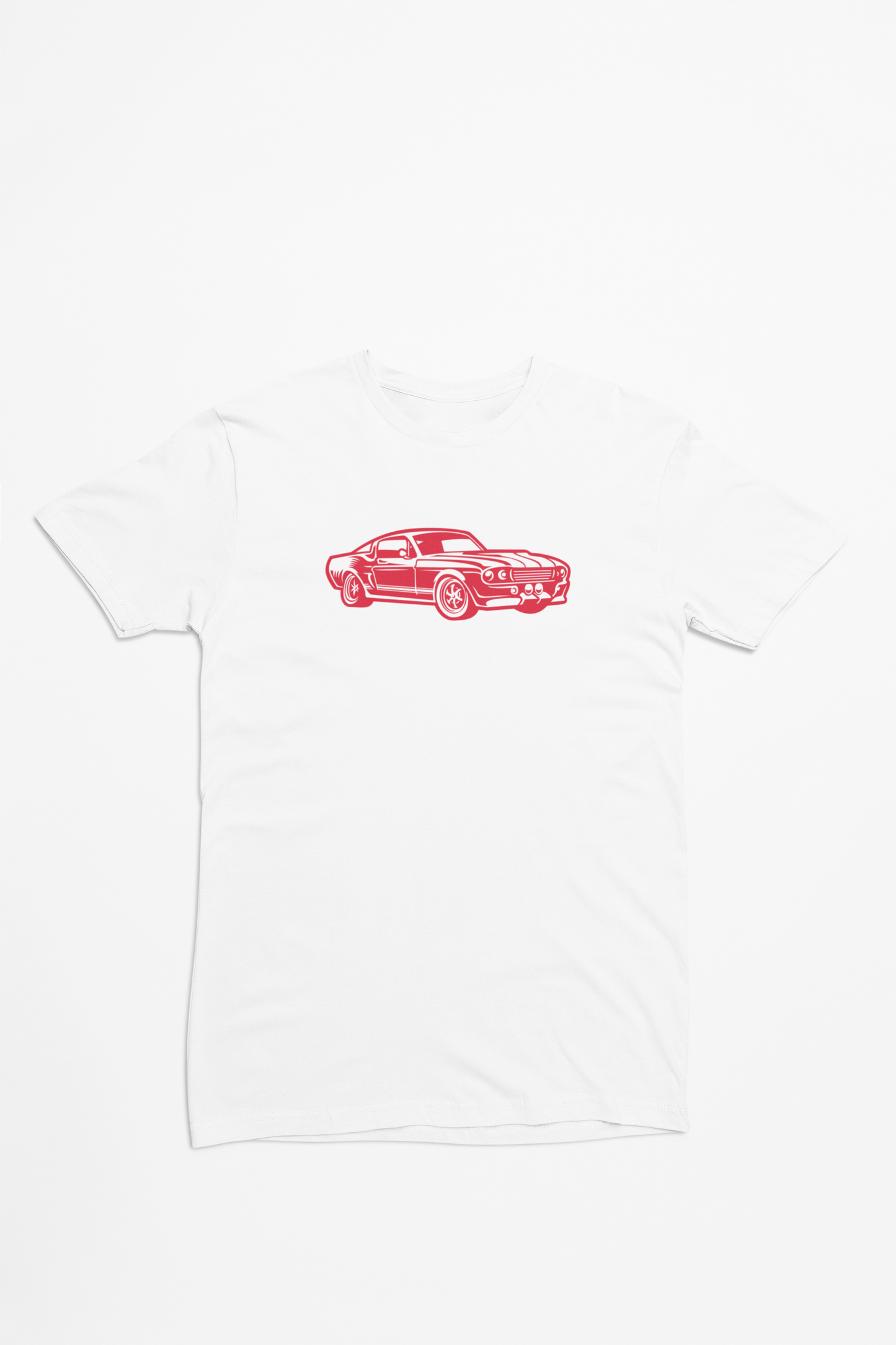 Rød Vintage Mustang bil hvid T-shirt