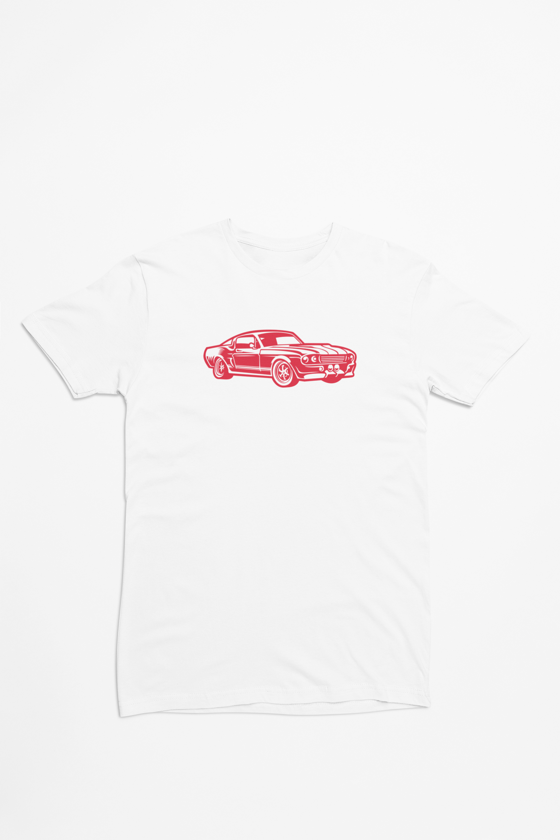 Rød Vintage Mustang bil hvid T-shirt