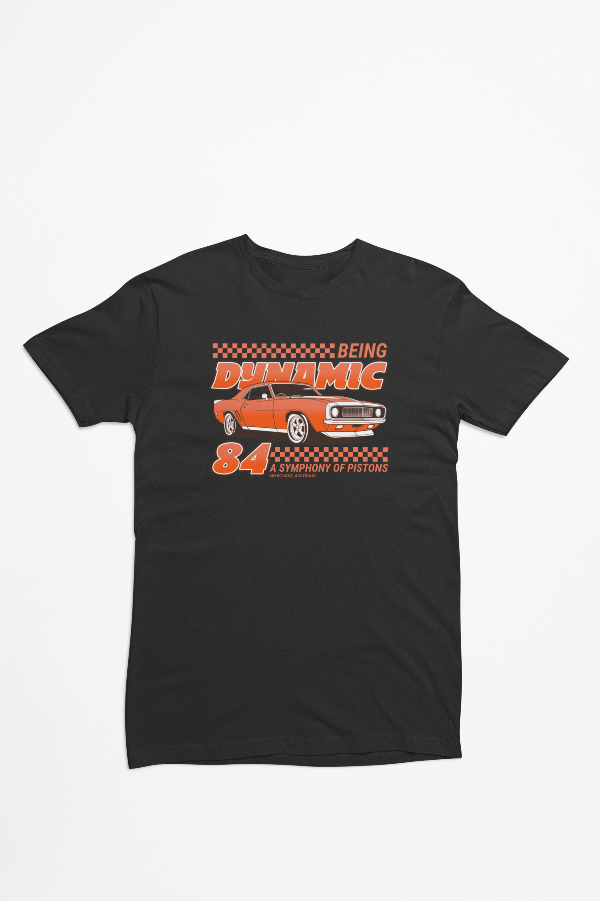 Orange Vintage Mustang bil sort T-shirt
