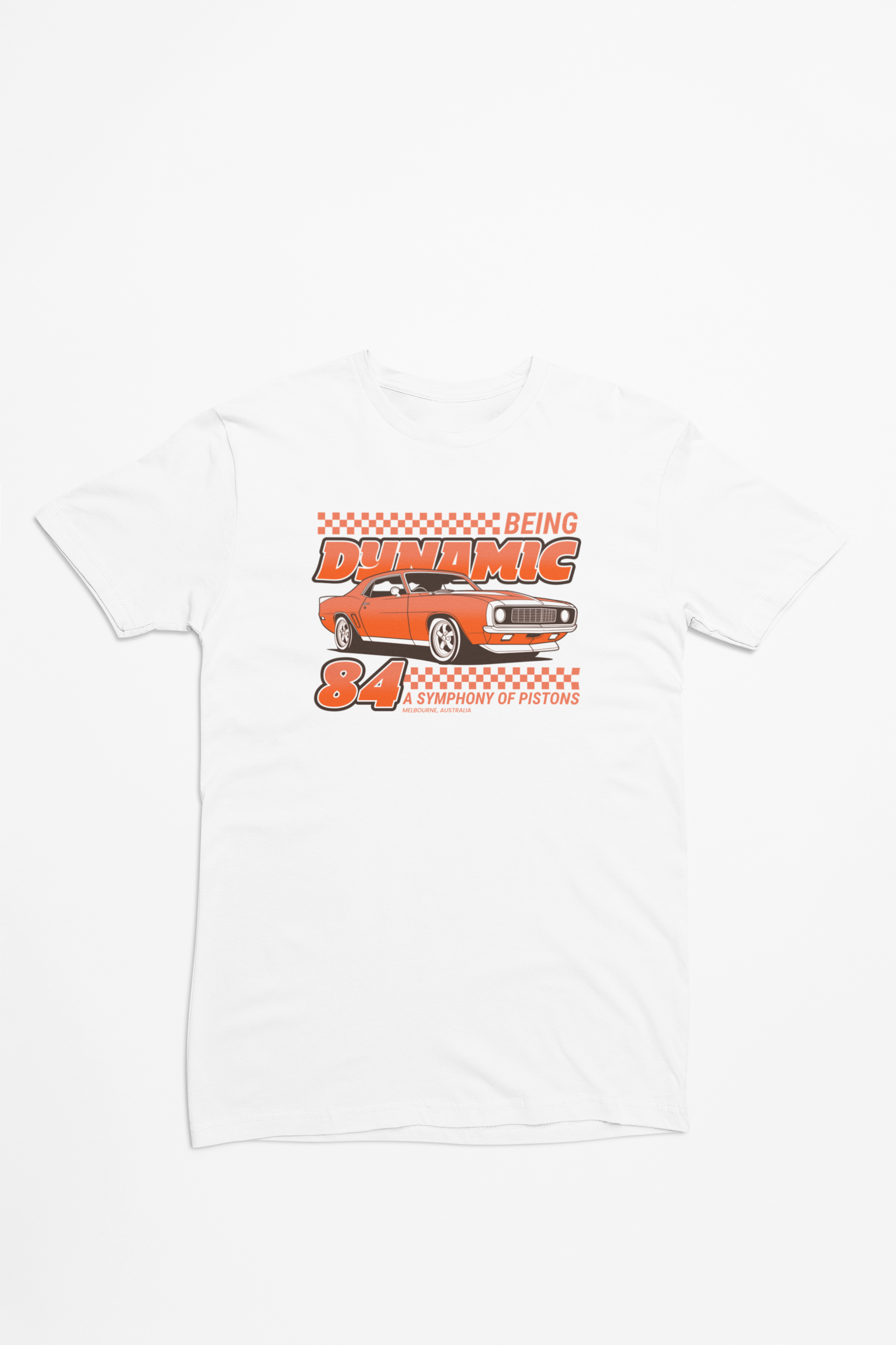 Orange Vintage Mustang bil hvid T-shirt