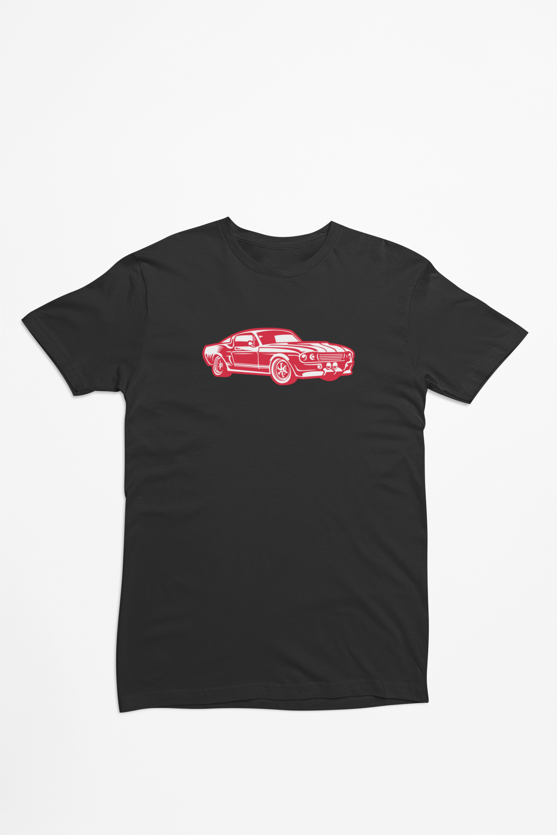Rød Vintage Mustang bil sort T-shirt