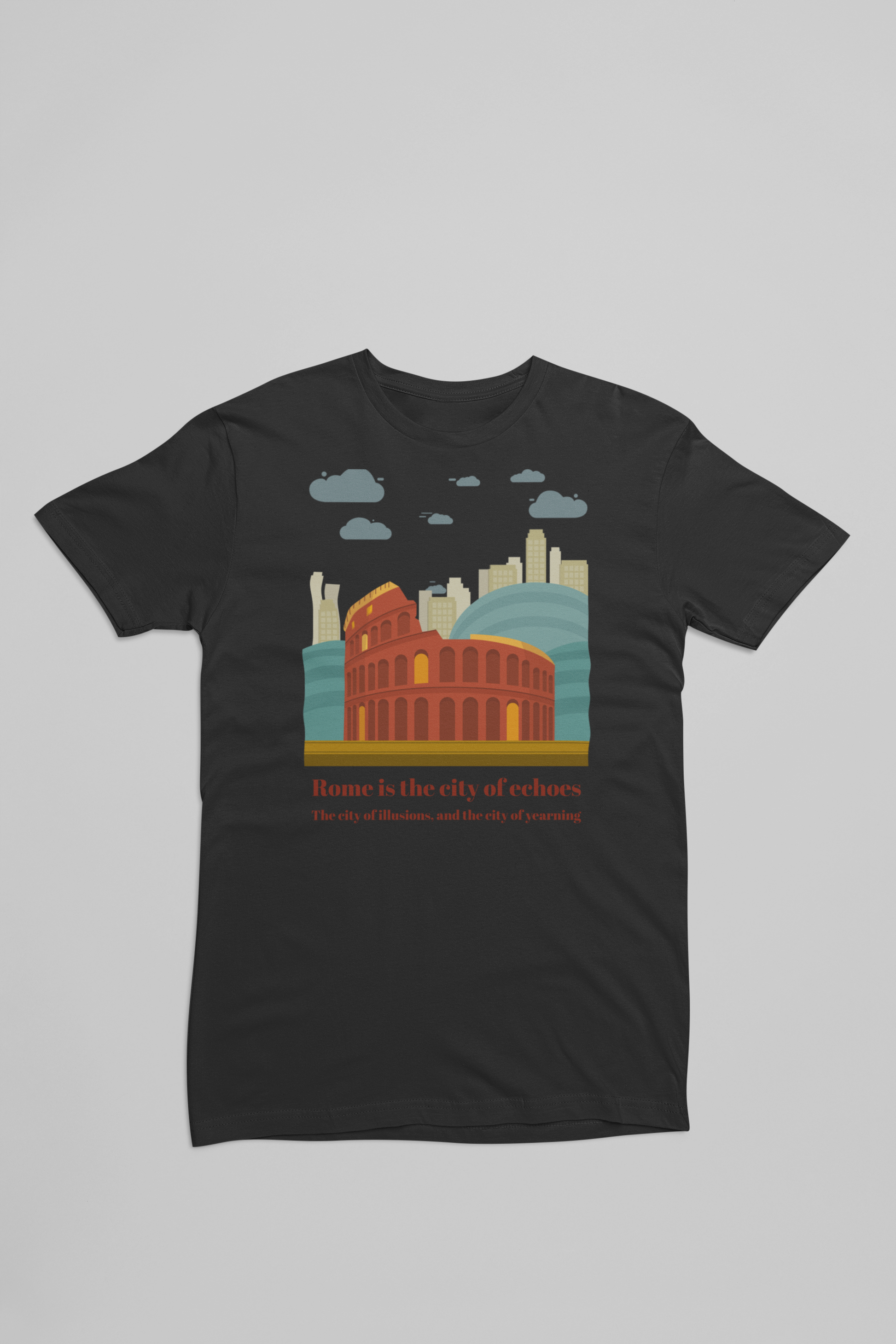 sort t-shirt med Colosseum i Rom Italien