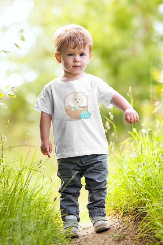 Påskehare i påskekurv - T-shirt - Coolshirts.dk