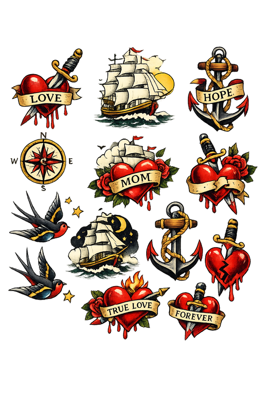 Sømandstatoveringer - Midlertige tatoveringer