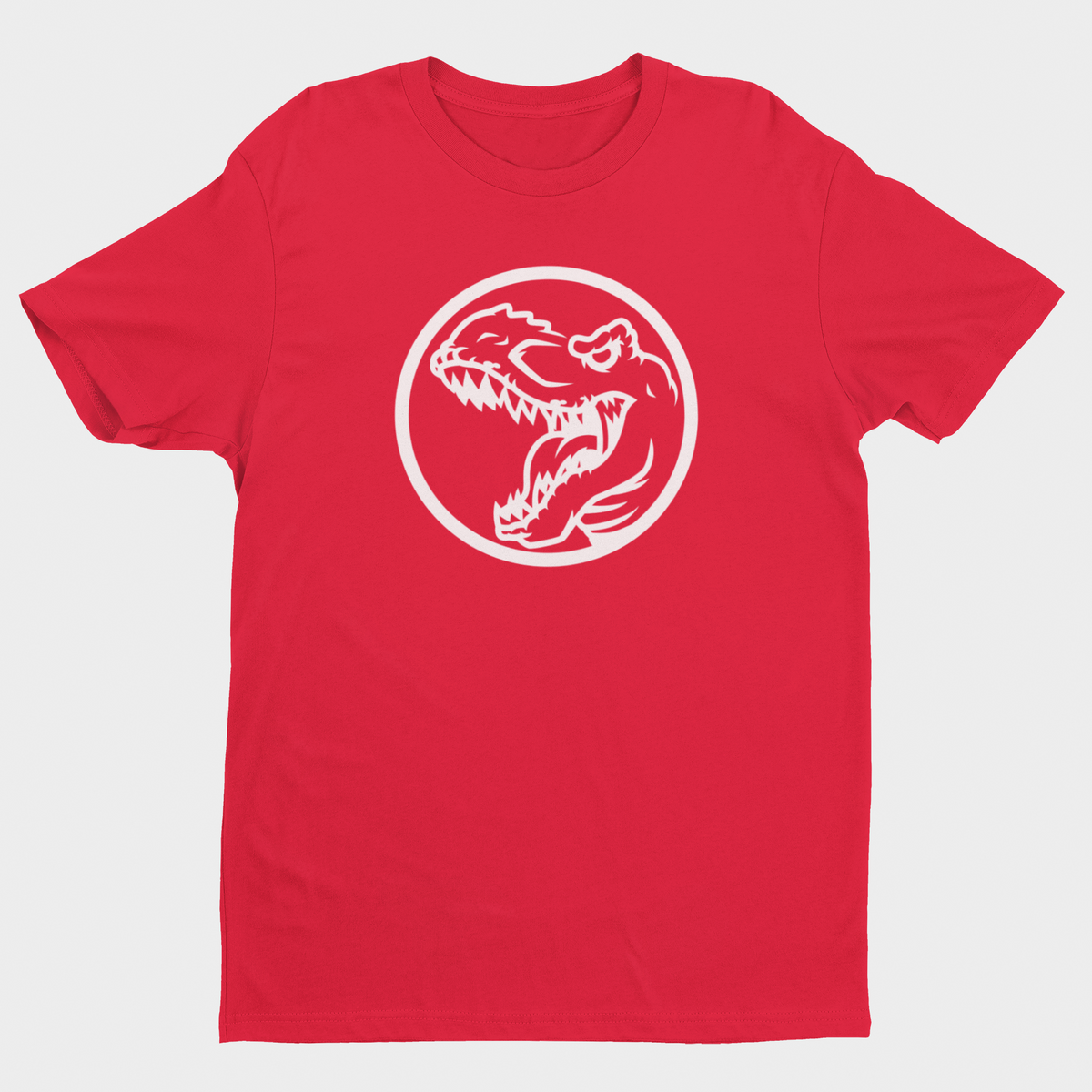 T-Rex T-shirt rød – Et råt dinosaurmotiv med masser af attitude
