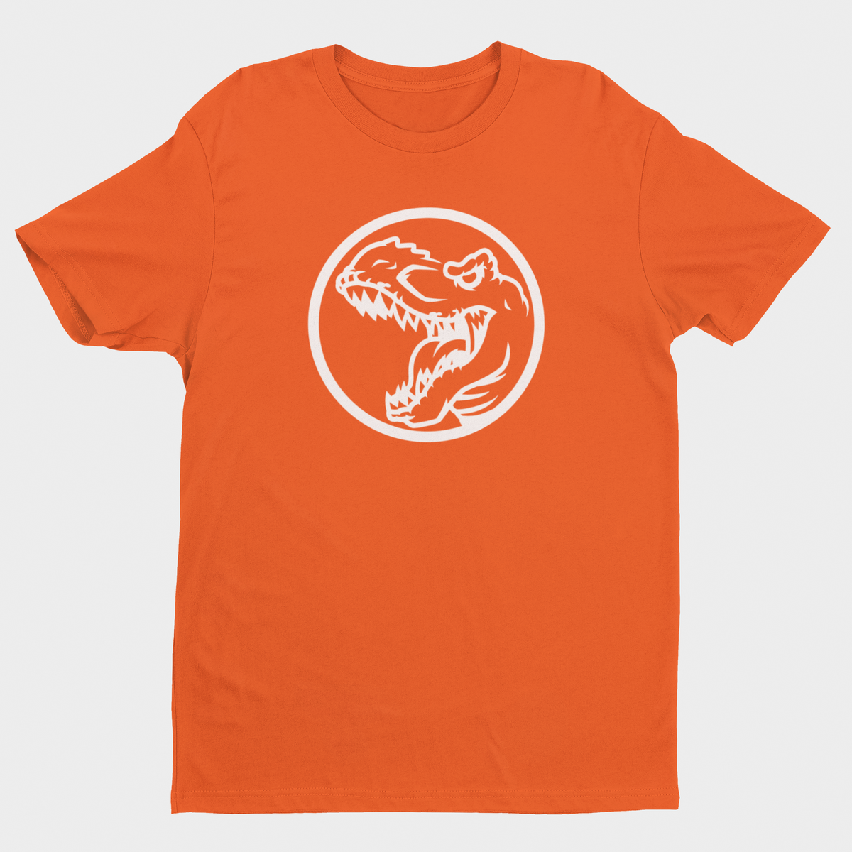 T-Rex T-shirt orange – Et råt dinosaurmotiv med masser af attitude