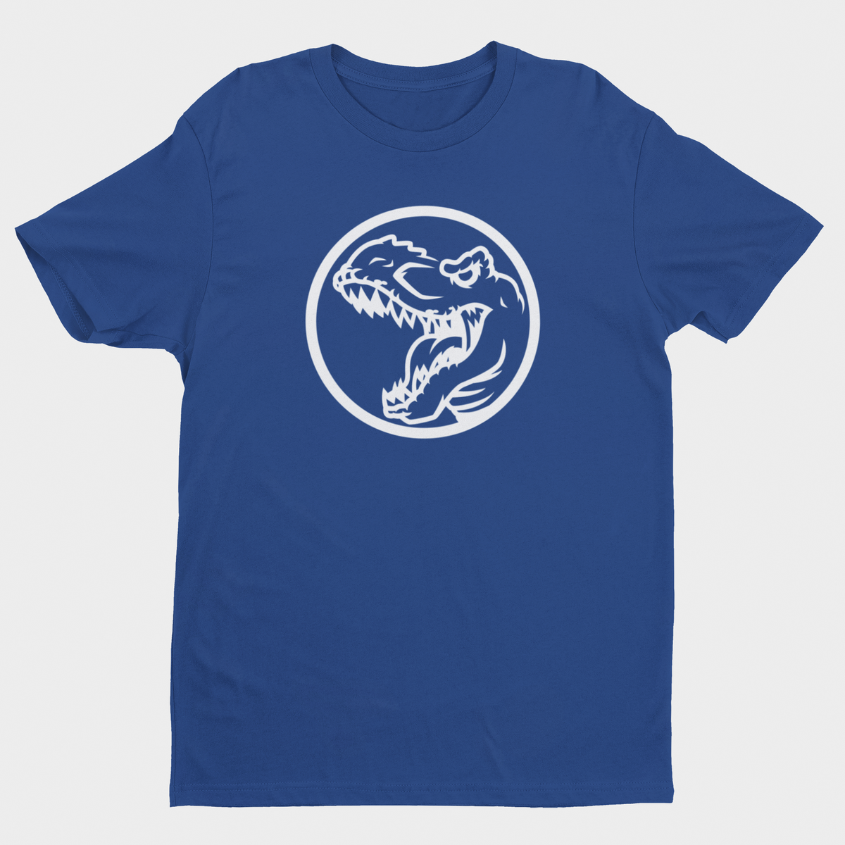 T-Rex T-shirt blå – Et råt dinosaurmotiv med masser af attitude