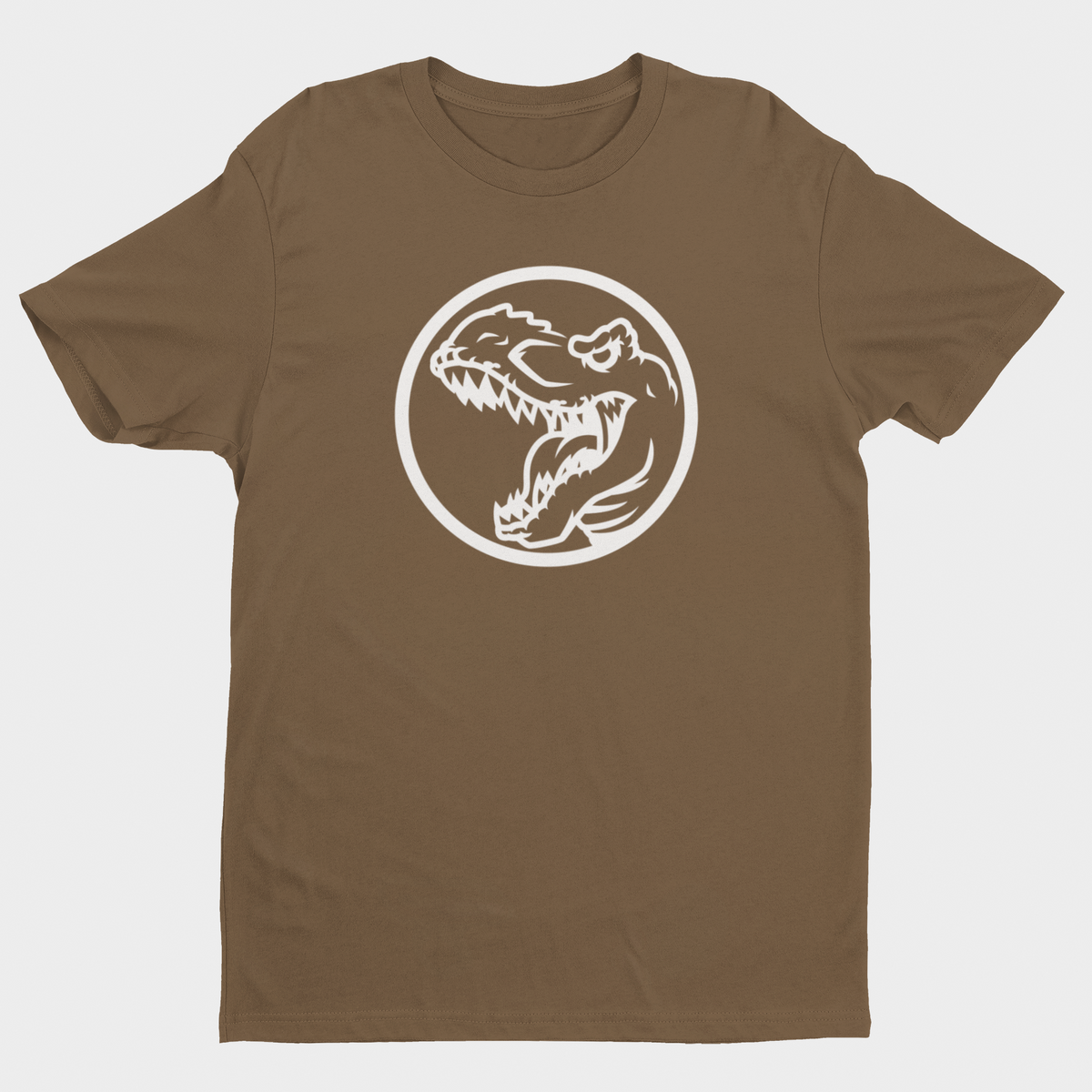 T-Rex T-shirt brun – Et råt dinosaurmotiv med masser af attitude