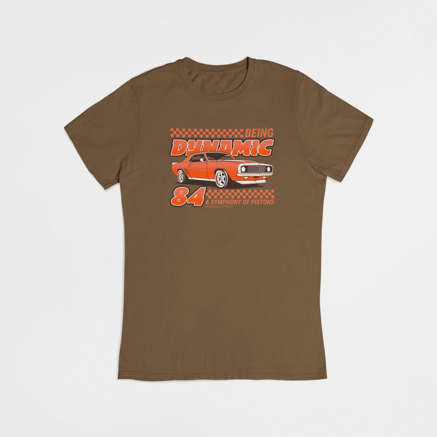 Orange Vintage Mustang bil - T-shirt - Coolshirts.dk