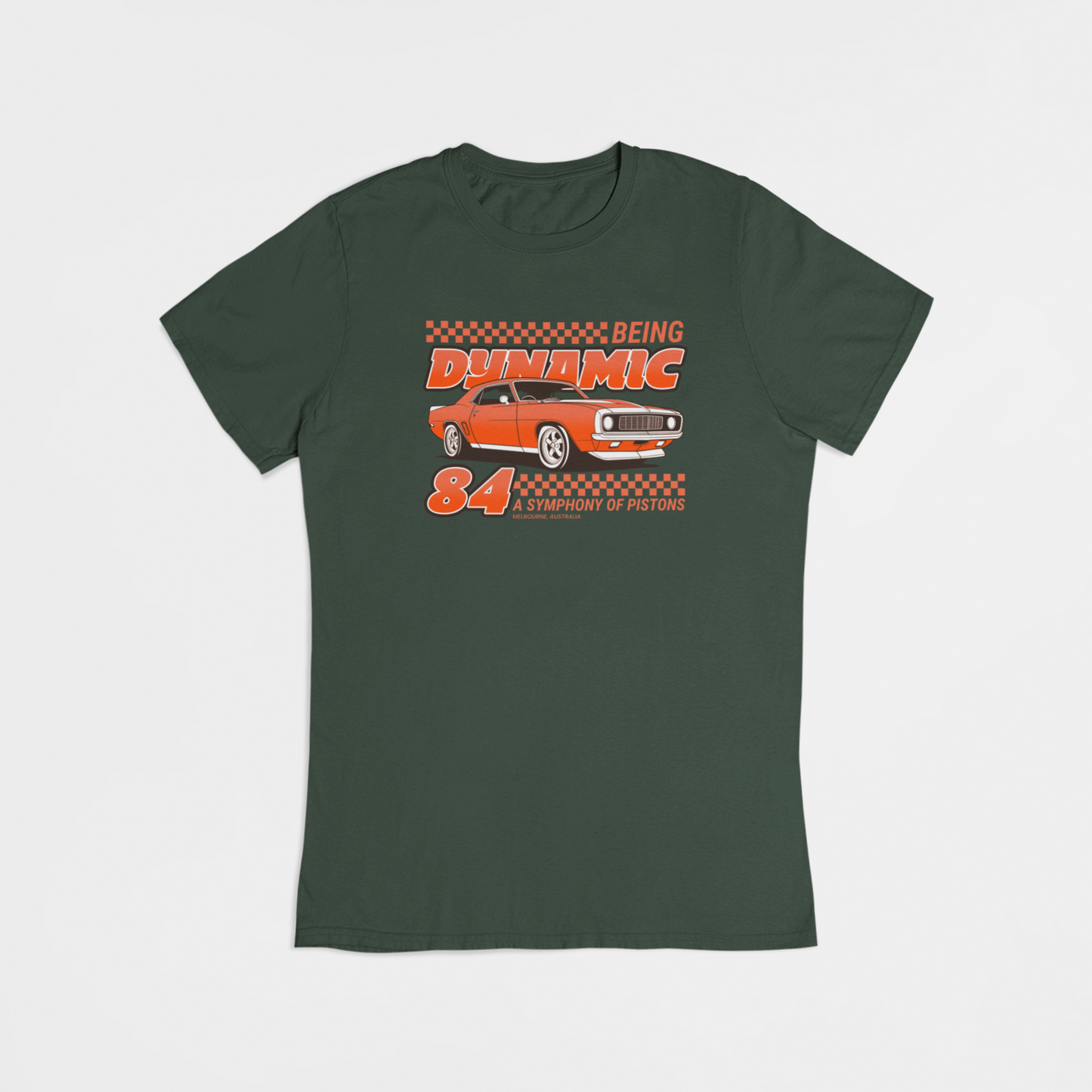 Orange Vintage Mustang bil - T-shirt - Coolshirts.dk