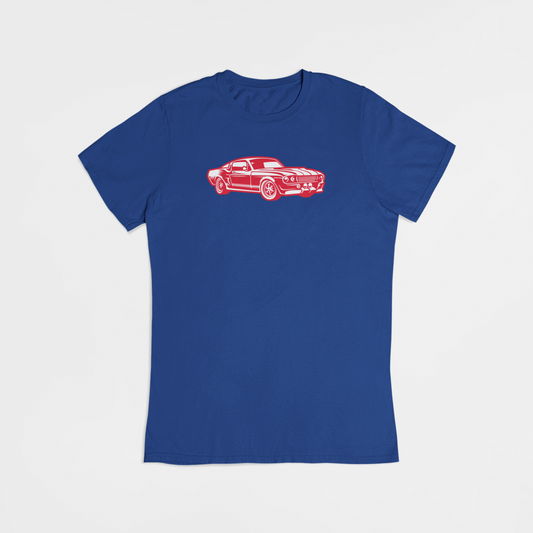 Rød Vintage Mustang bil - T-shirt - Coolshirts.dk