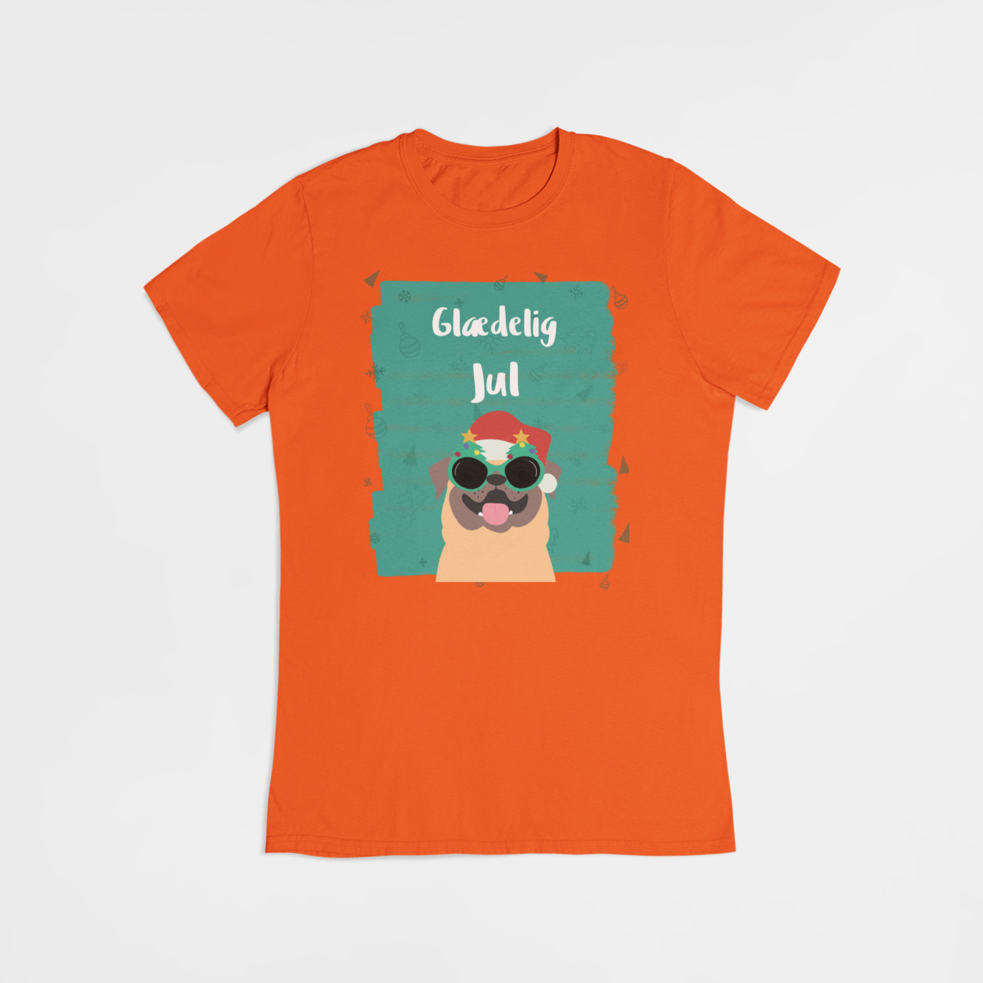 Mops siger glædelig jul - T-shirt - Coolshirts.dk