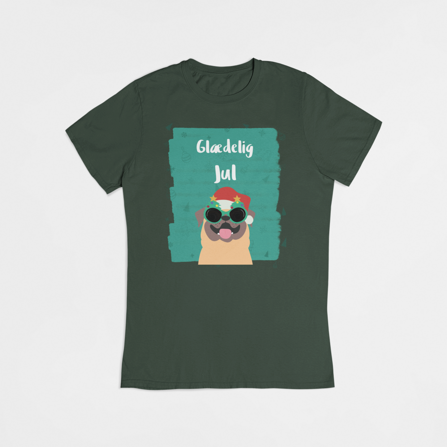Mops siger glædelig jul - T-shirt - Coolshirts.dk