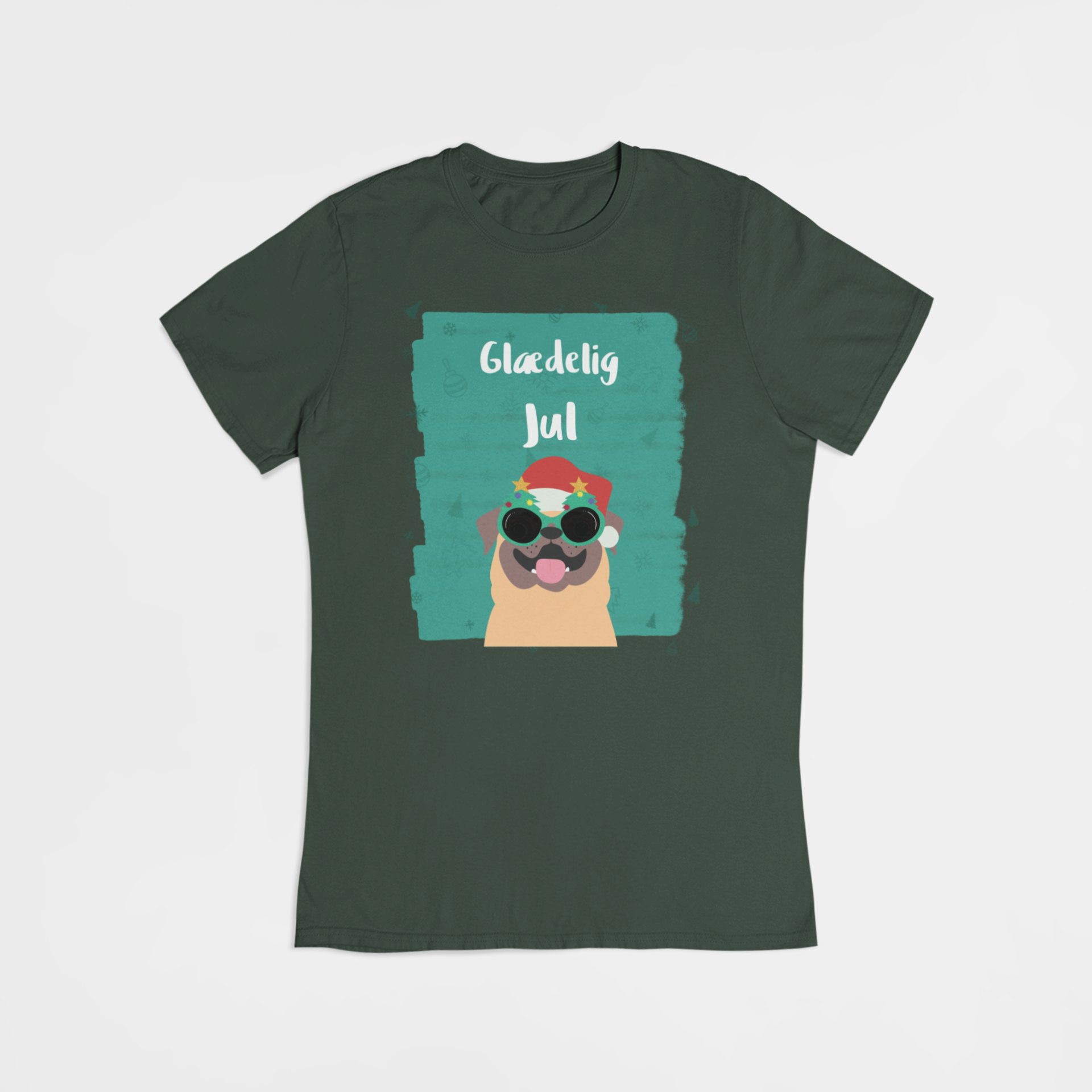 Mops siger glædelig jul - T-shirt - Coolshirts.dk
