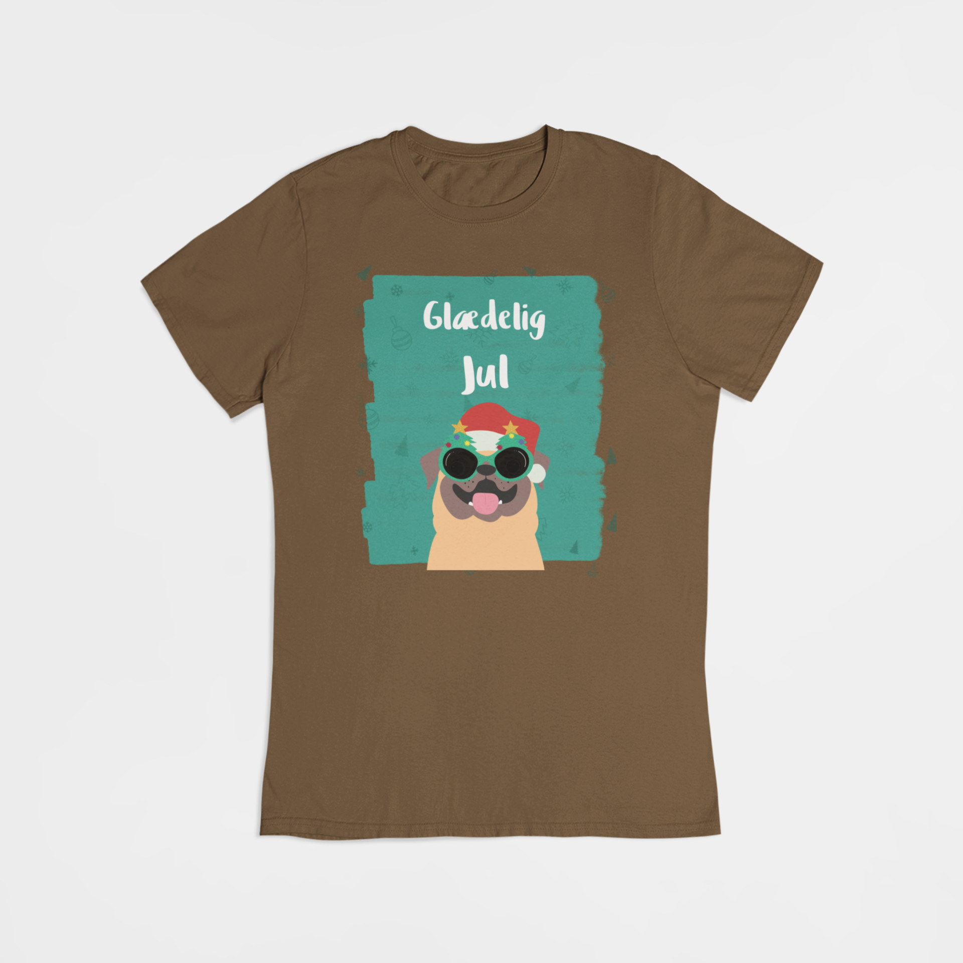 Mops siger glædelig jul - T-shirt - Coolshirts.dk