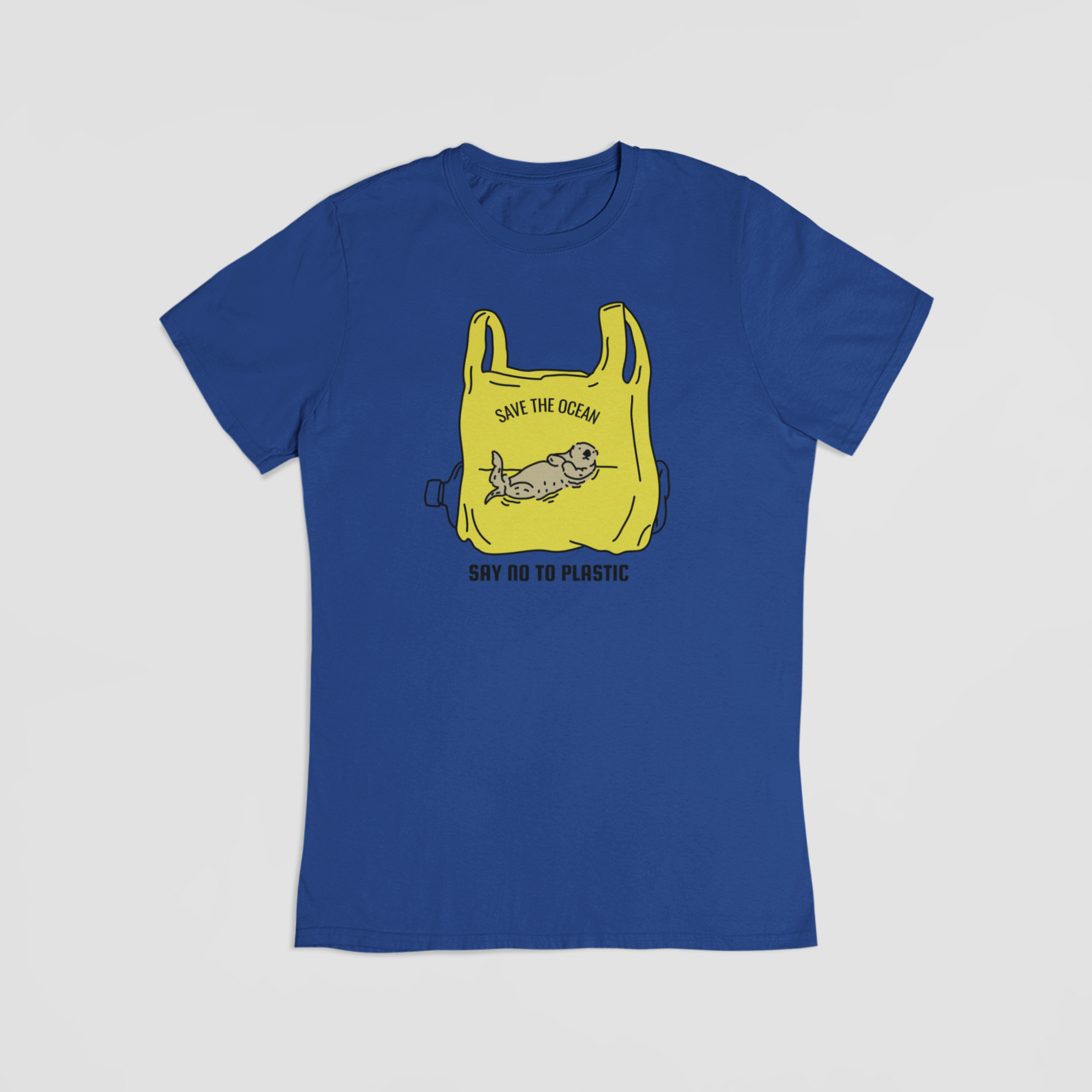 Save the ocean say no to plastic blå T-shirt