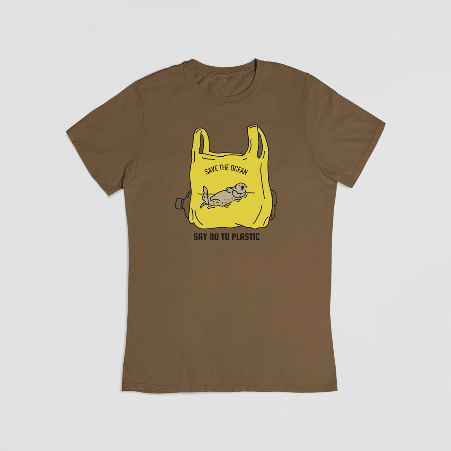 Save the ocean say no to plastic brun T-shirt