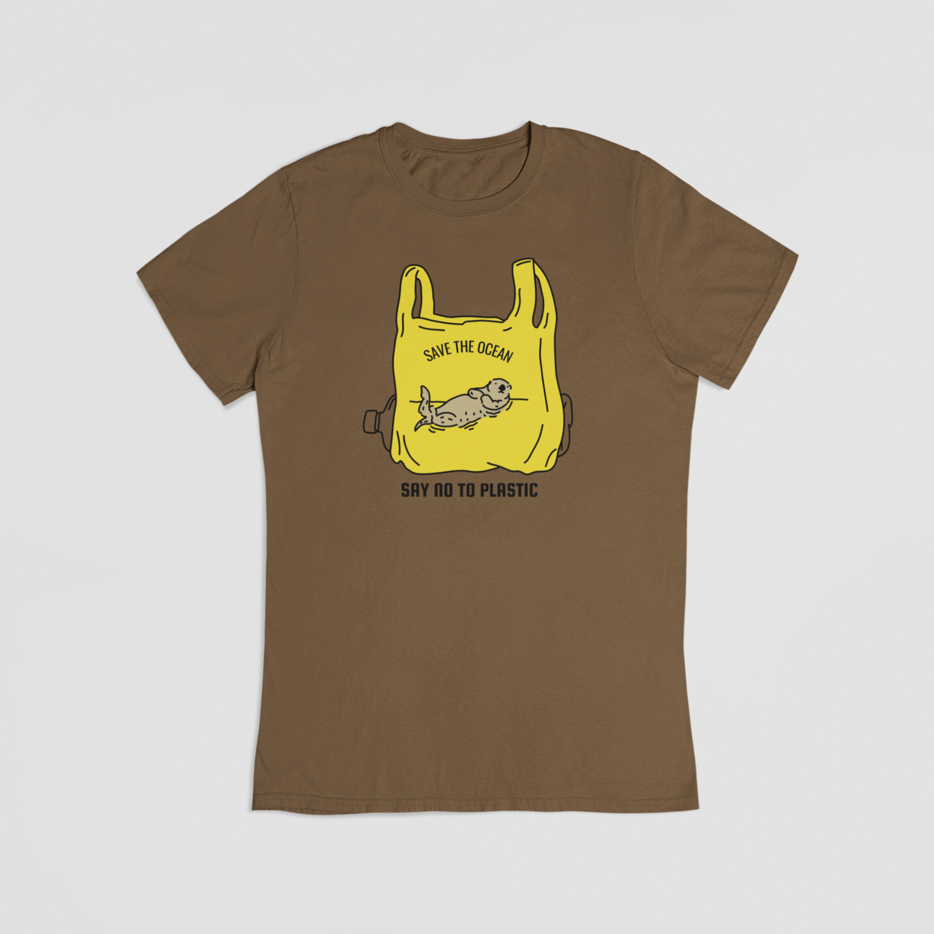 Save the ocean say no to plastic brun T-shirt