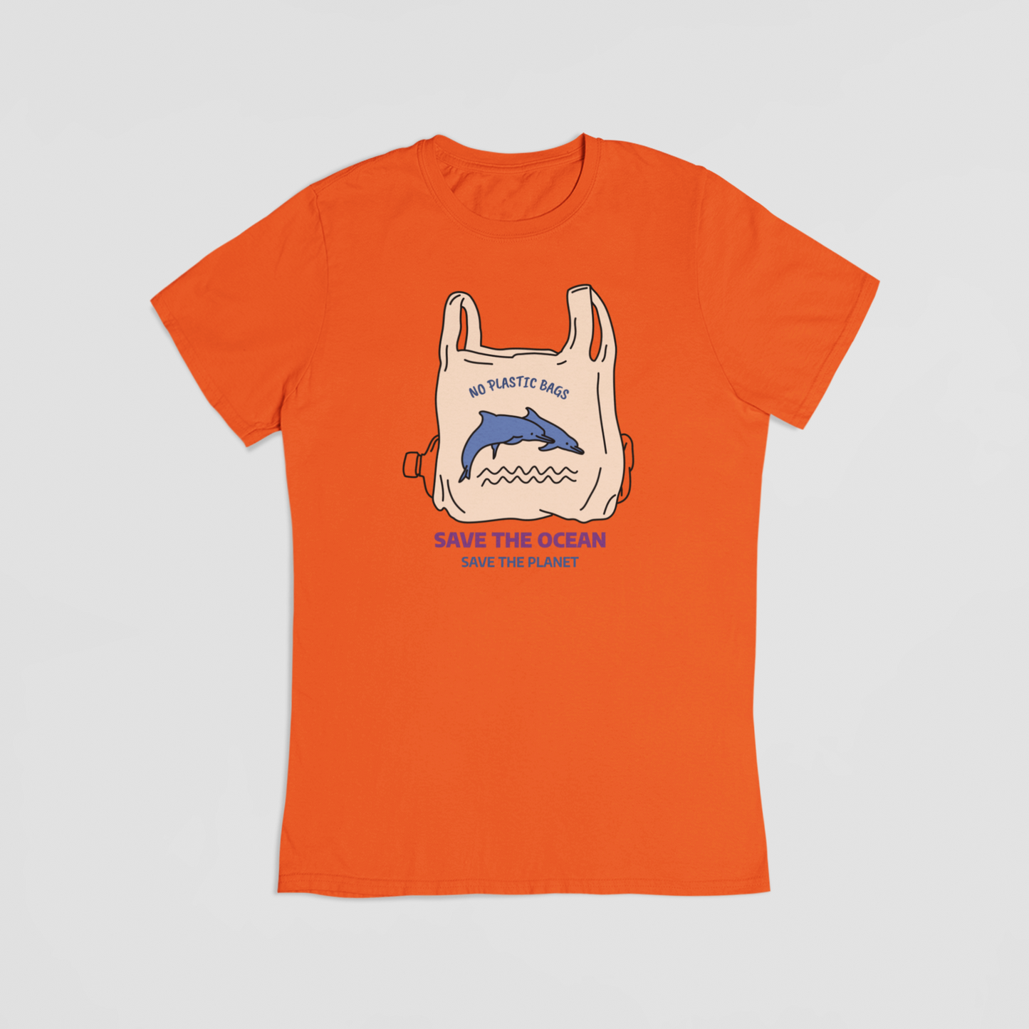 No plastic bags orange T-shirt