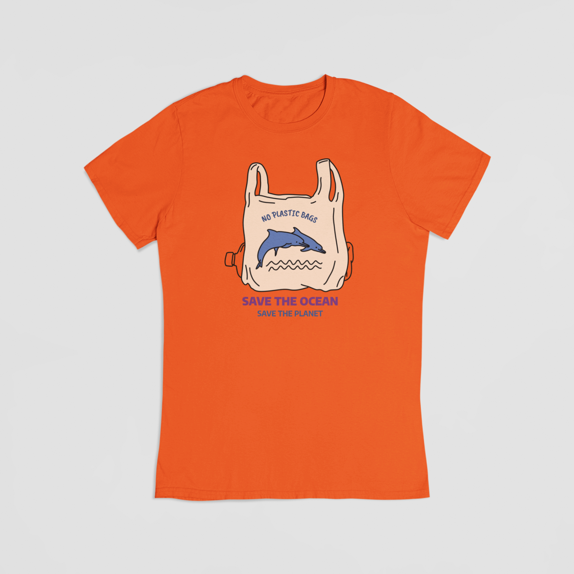 No plastic bags orange T-shirt