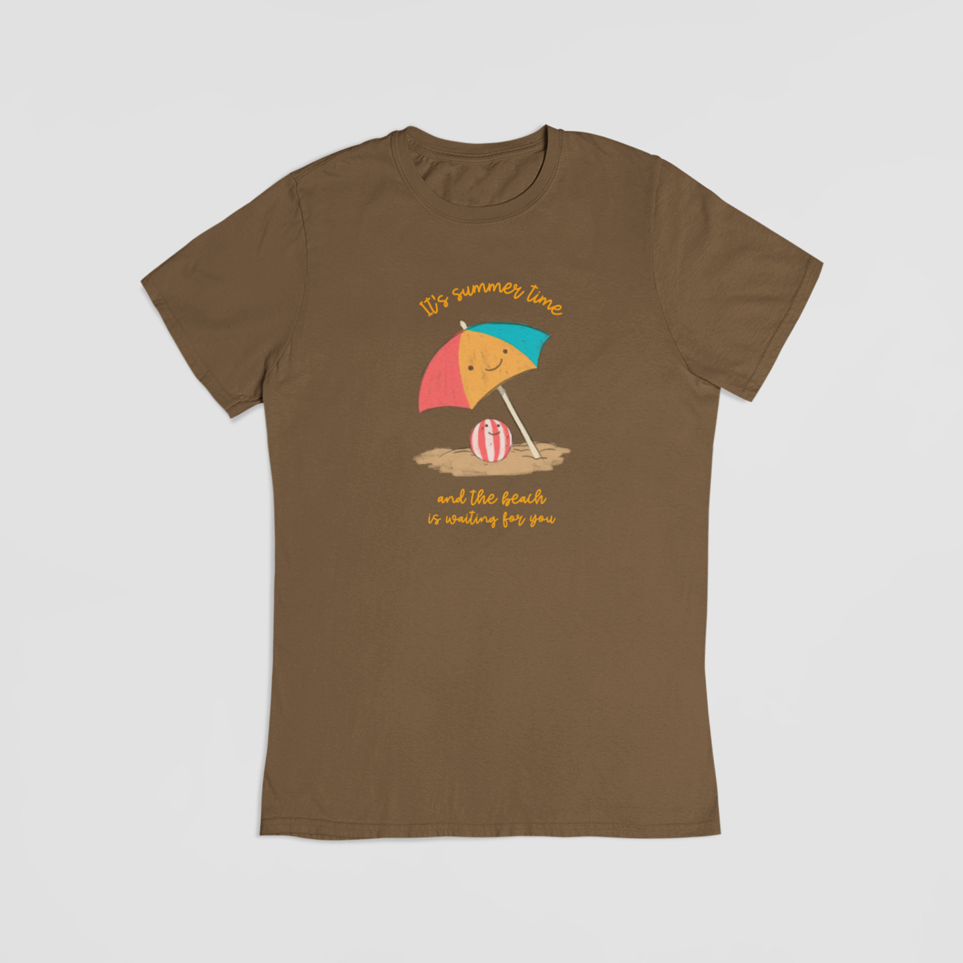 strand parasol brun T-shirt