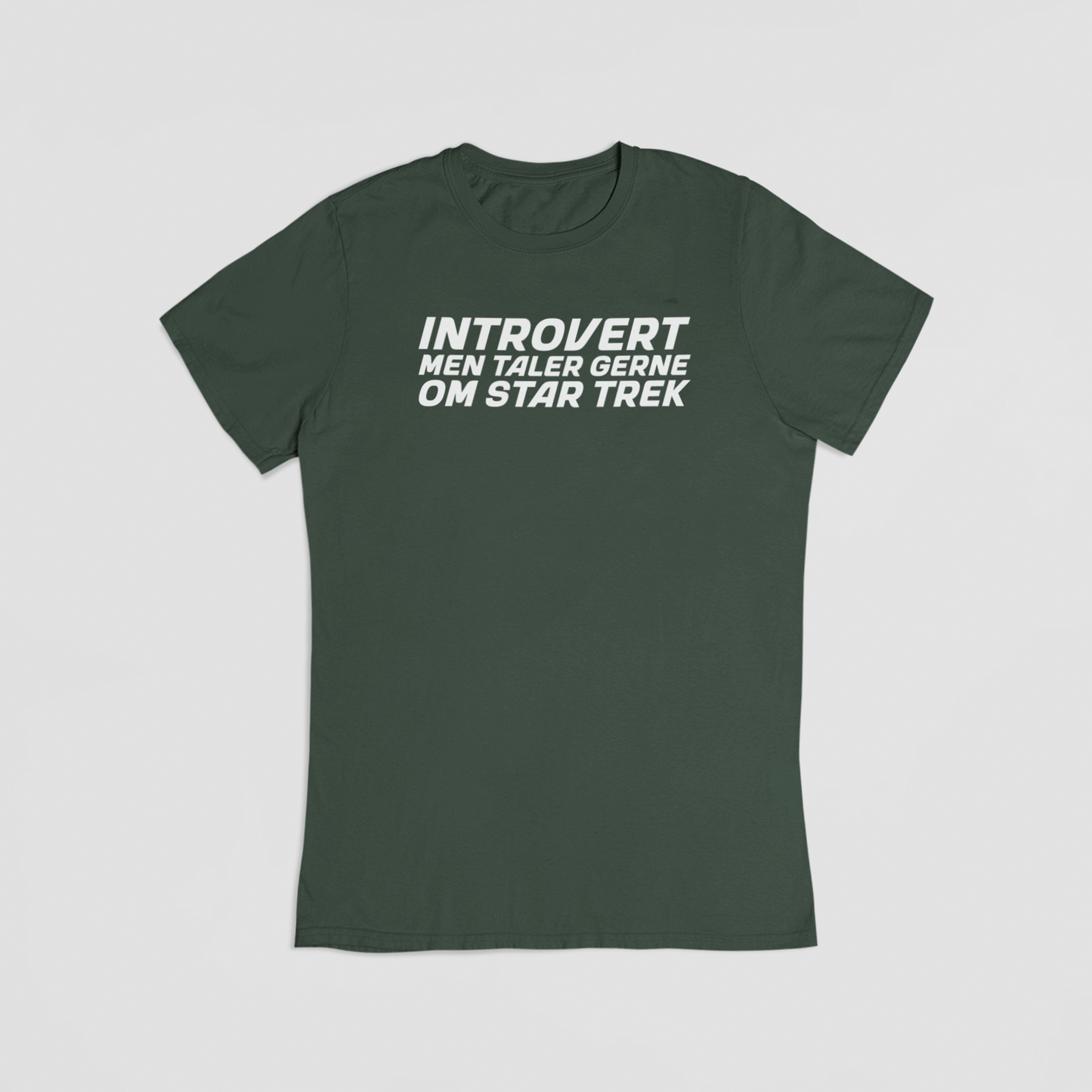 Introvert, men taler gerne om Star Trek grøn T-shirt