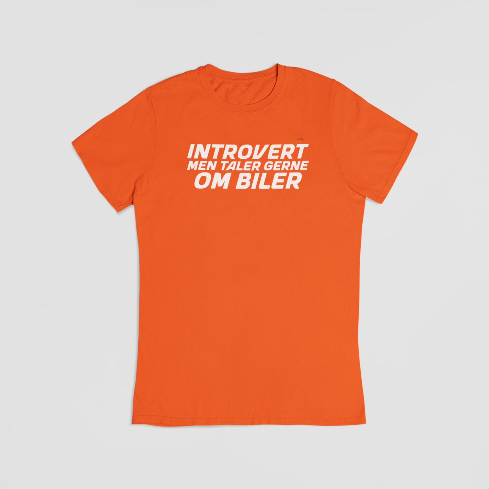 introvert, men taler gerne om biler orange T-shirt