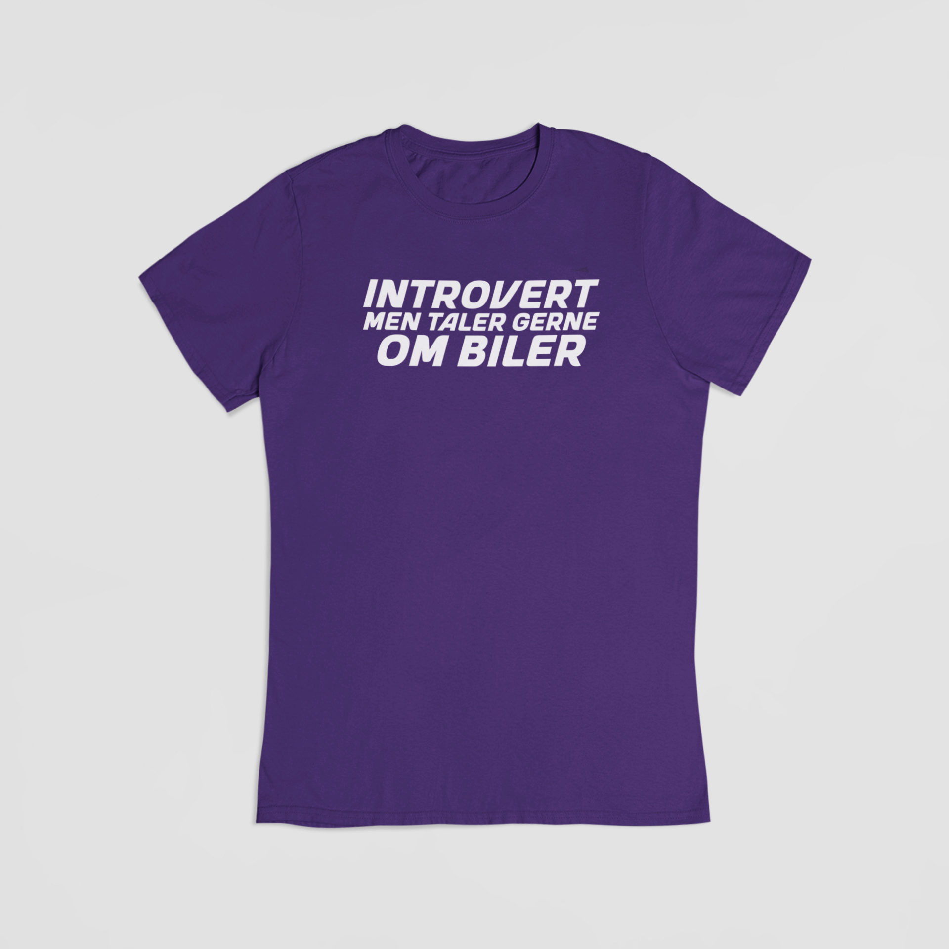 introvert, men taler gerne om biler lilla T-shirt