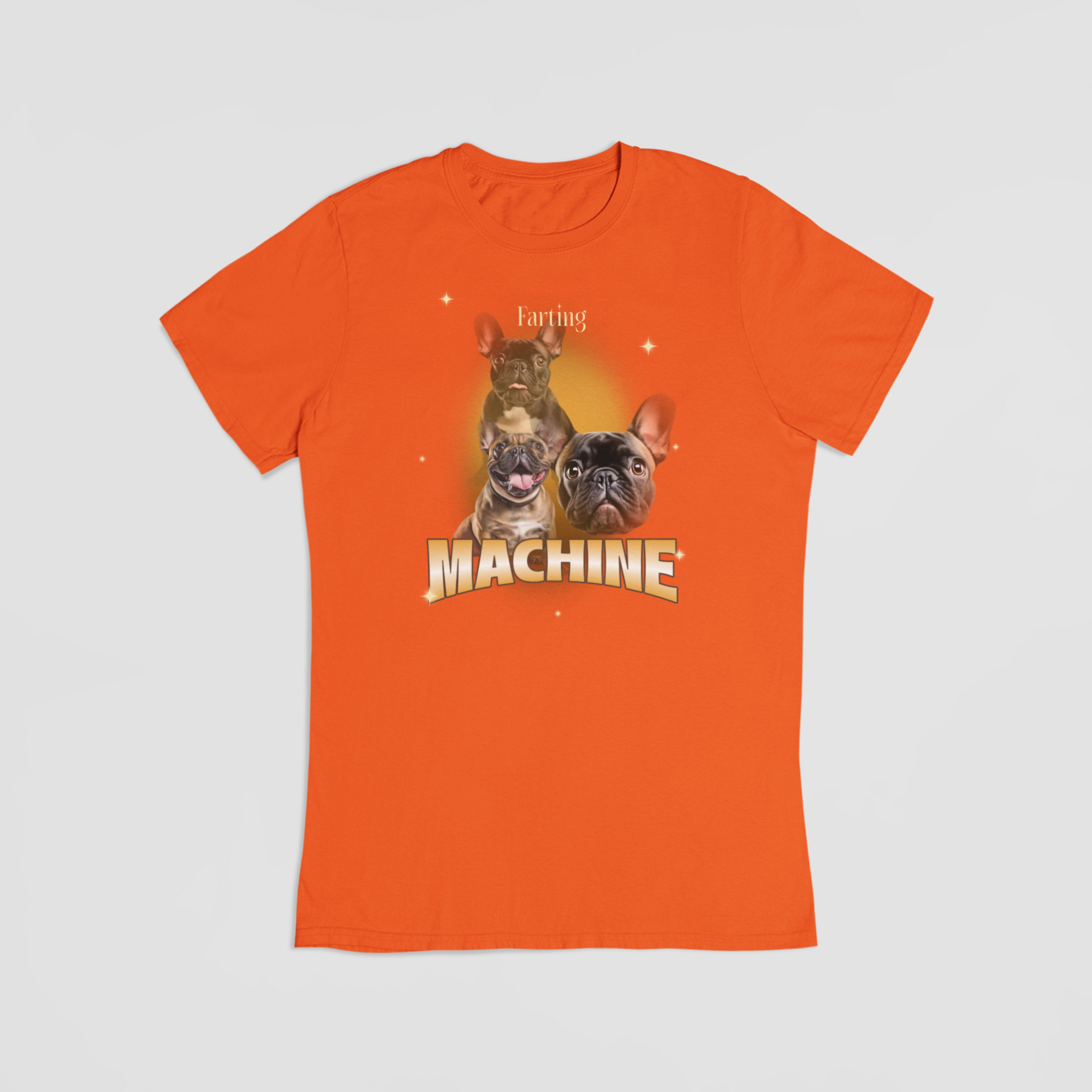 Farting machine orange T-shirt