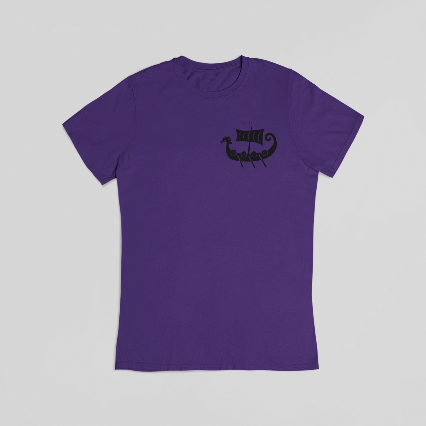 Vikingeskib med runer lilla - T-shirt