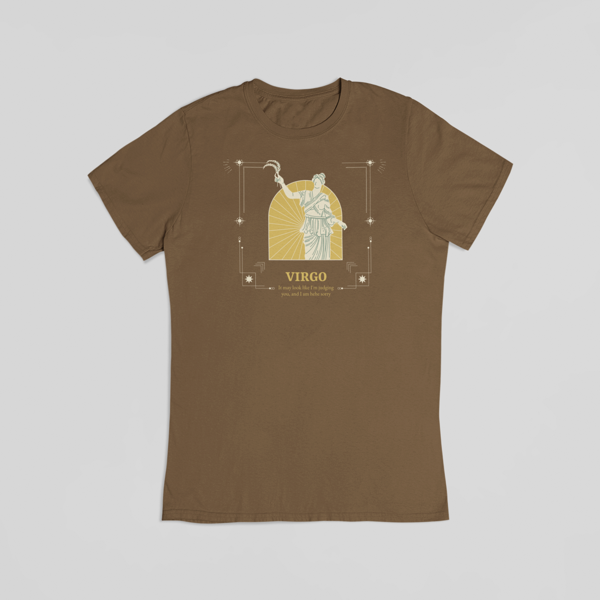 Jomfruen stjernetegn brun T-shirt
