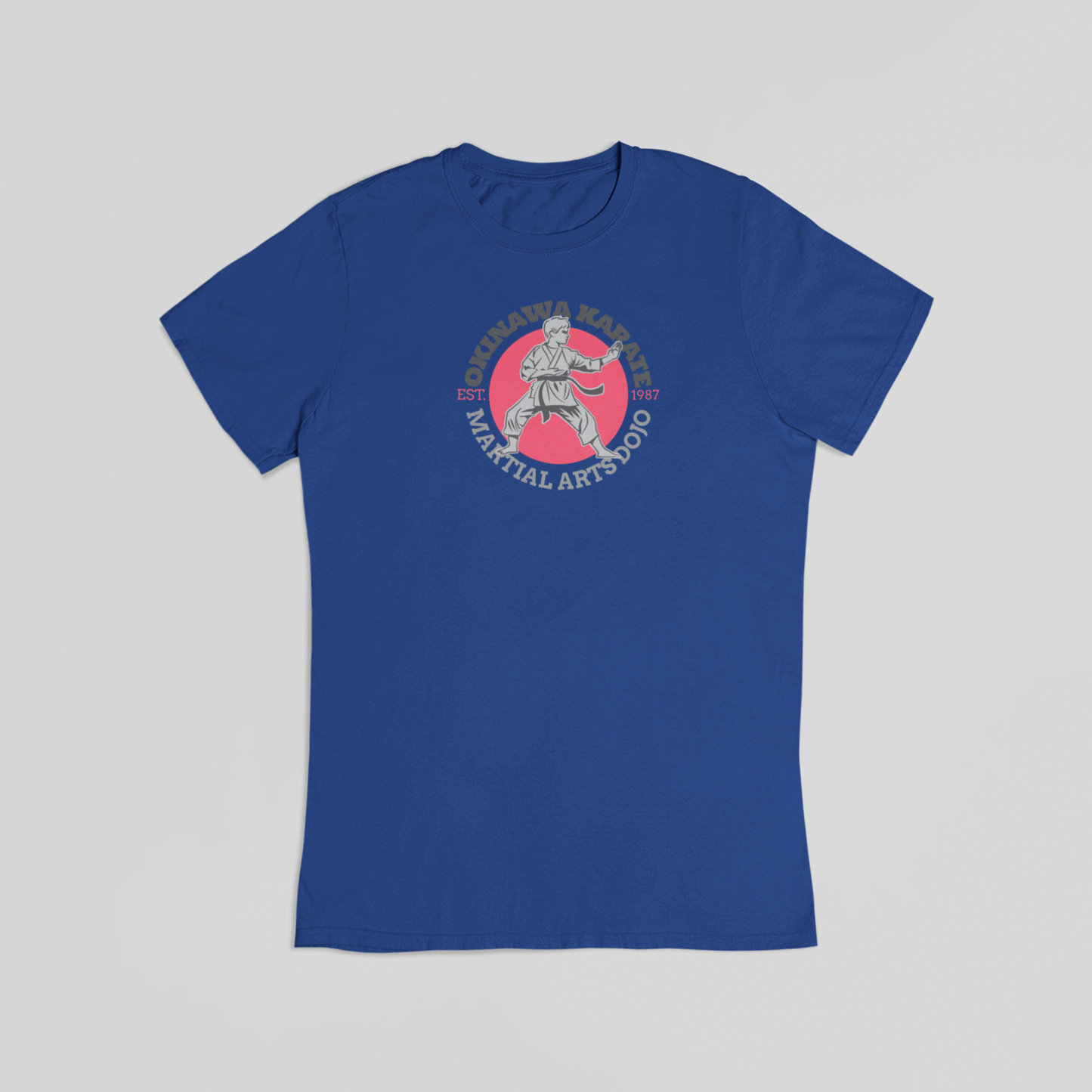 Okinawa karate blå T-shirt