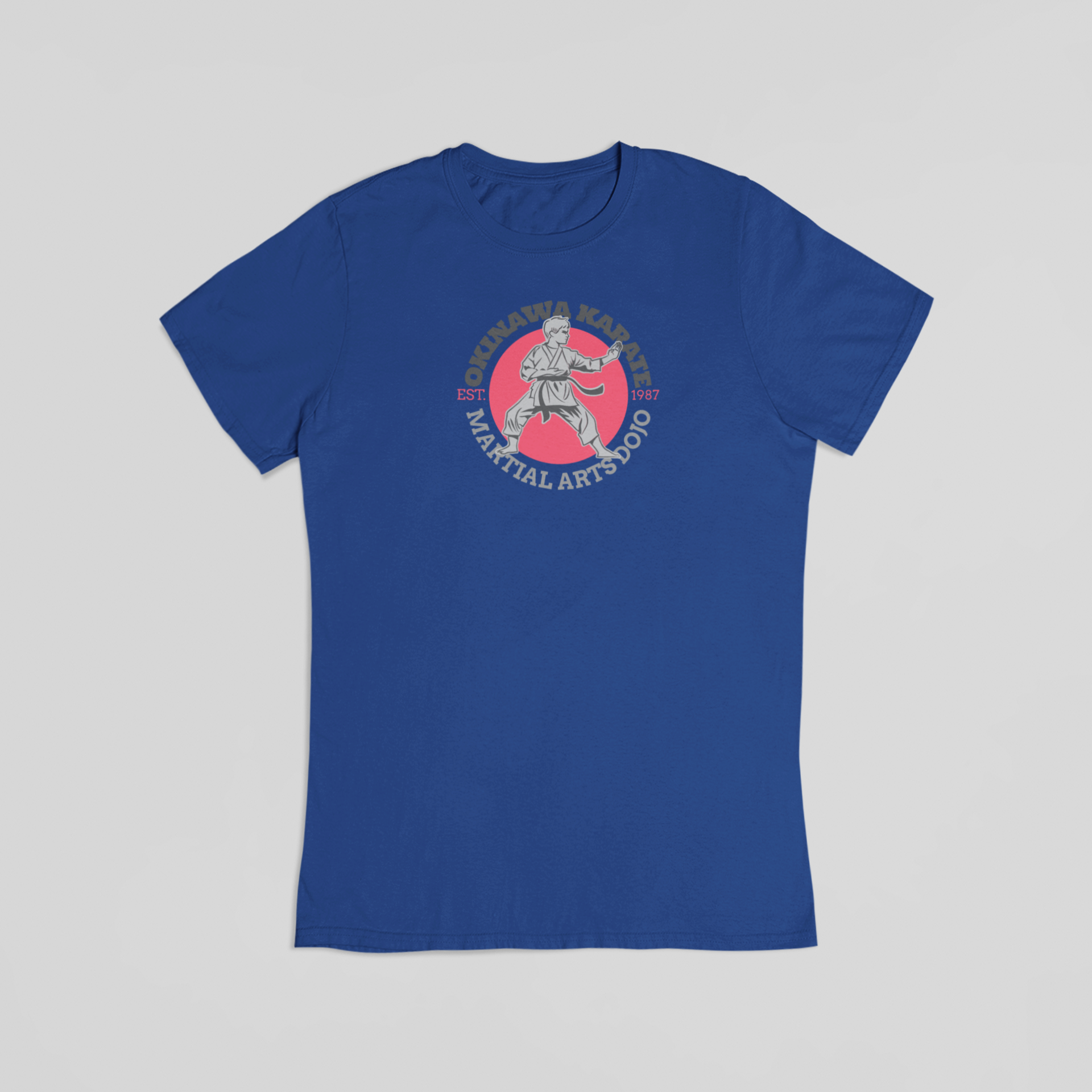 Okinawa karate blå T-shirt
