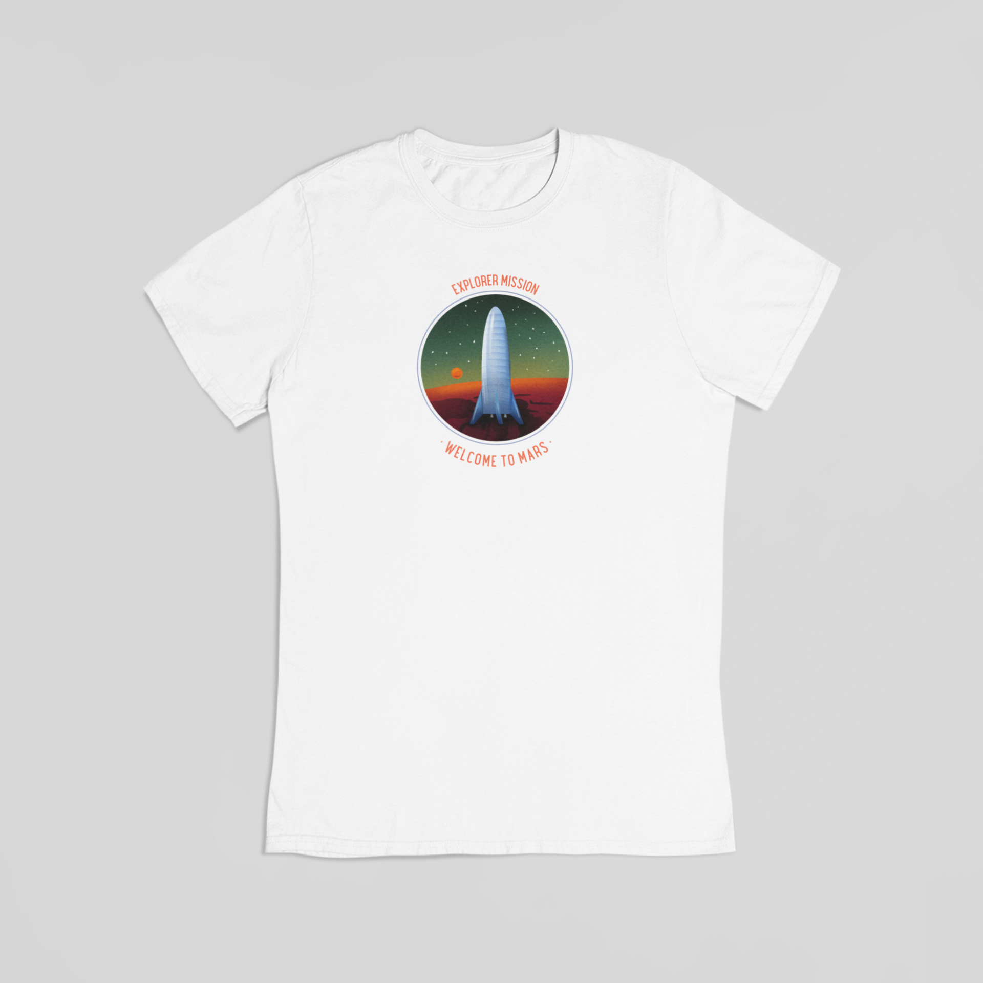 Explorer mission welcome to mars hvid T-shirt