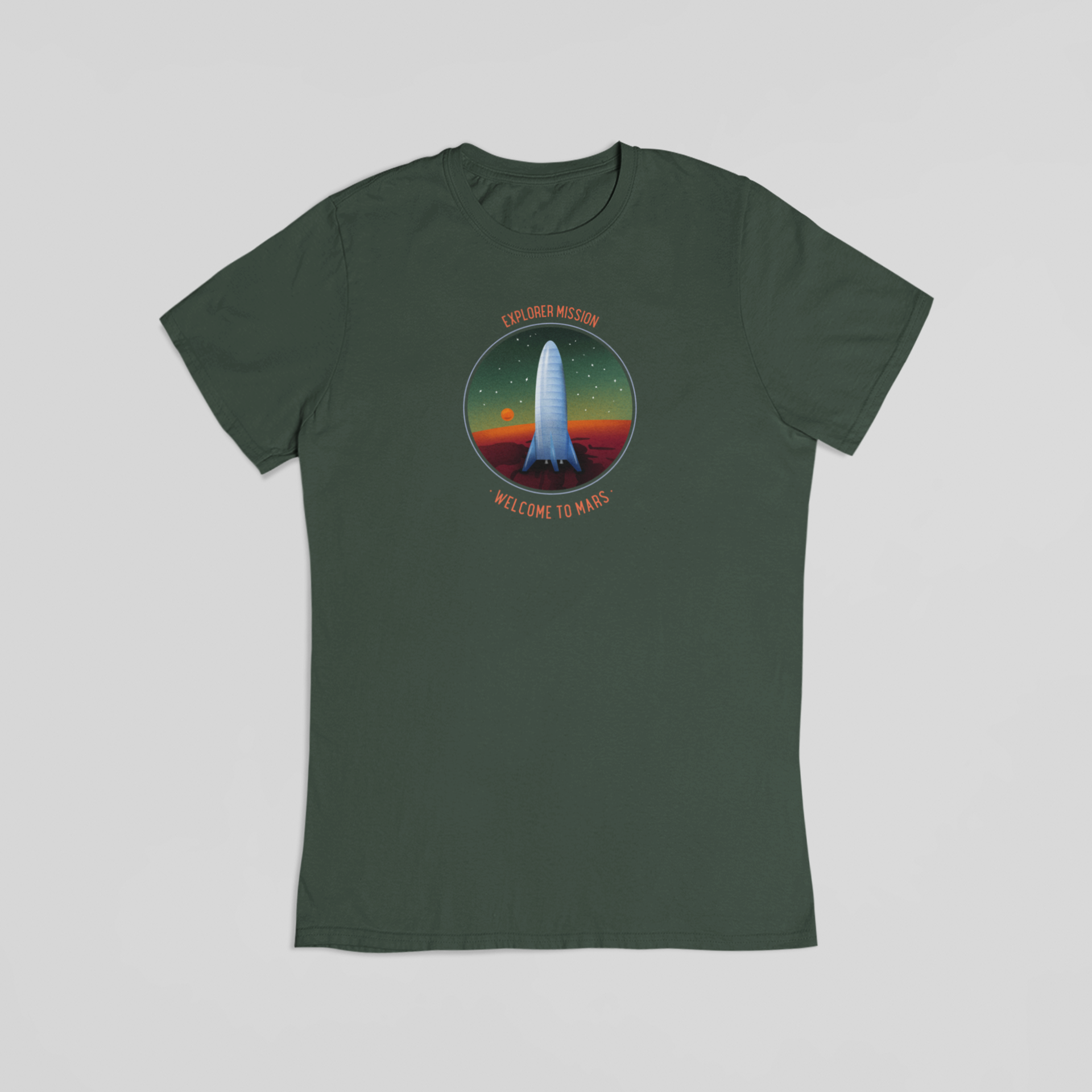 Explorer mission welcome to mars grøn T-shirt