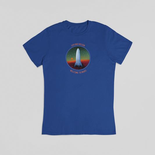 Explorer mission welcome to mars blå T-shirt