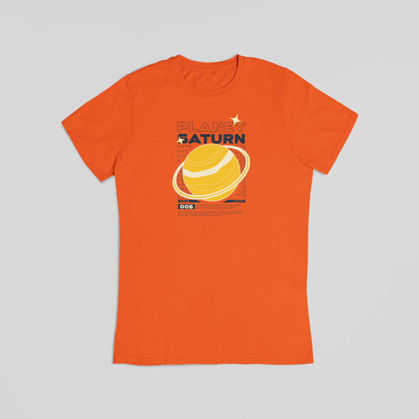 Planet saturn orange T-shirt