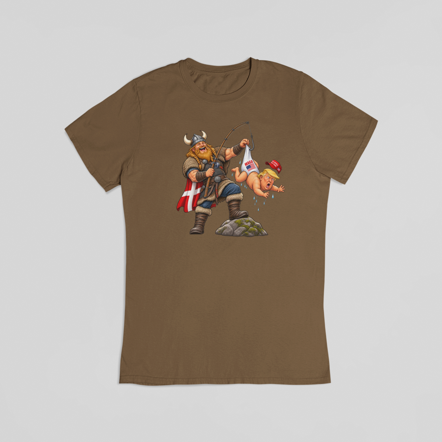 Trump på krogen brun T-shirt