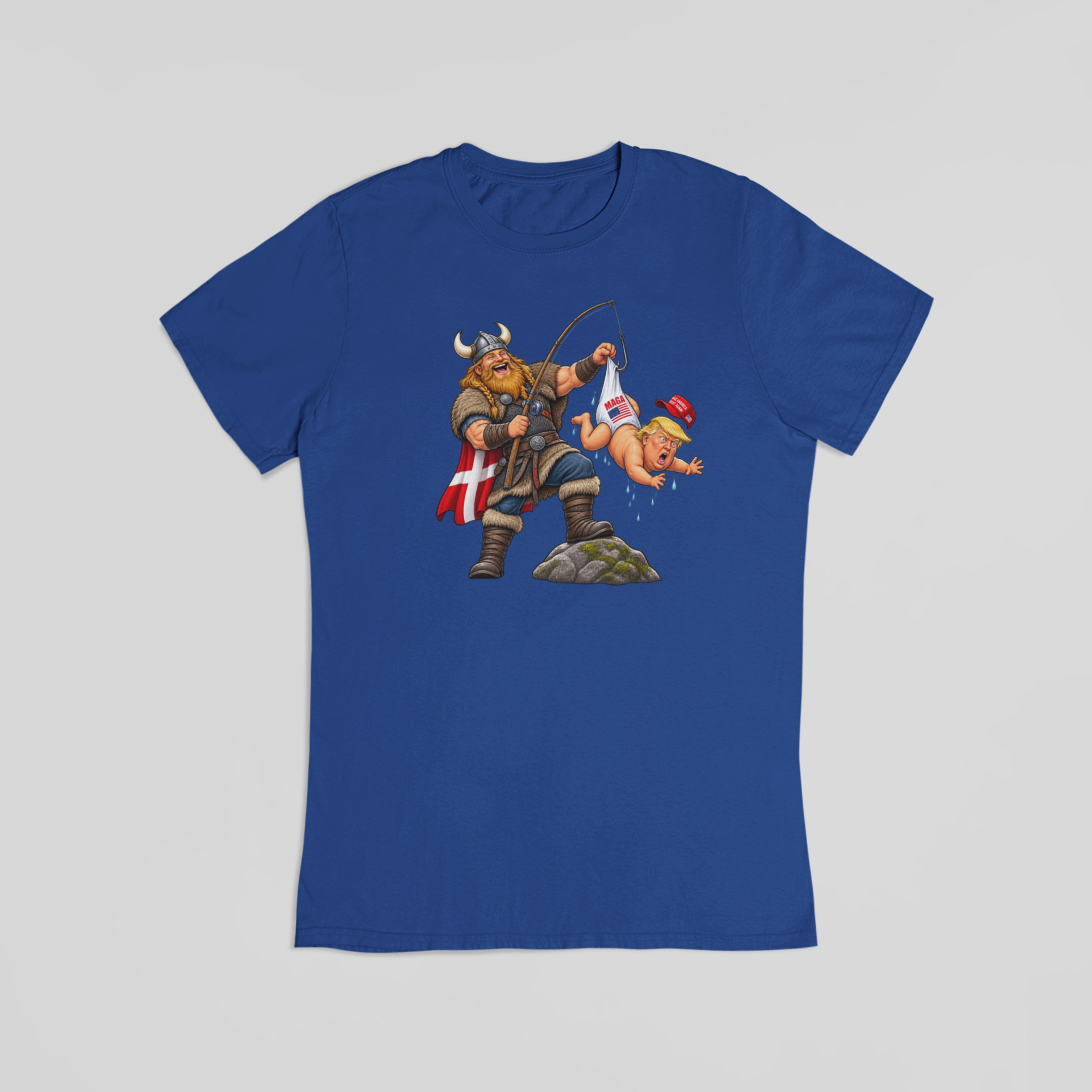 Trump på krogen blå T-shirt