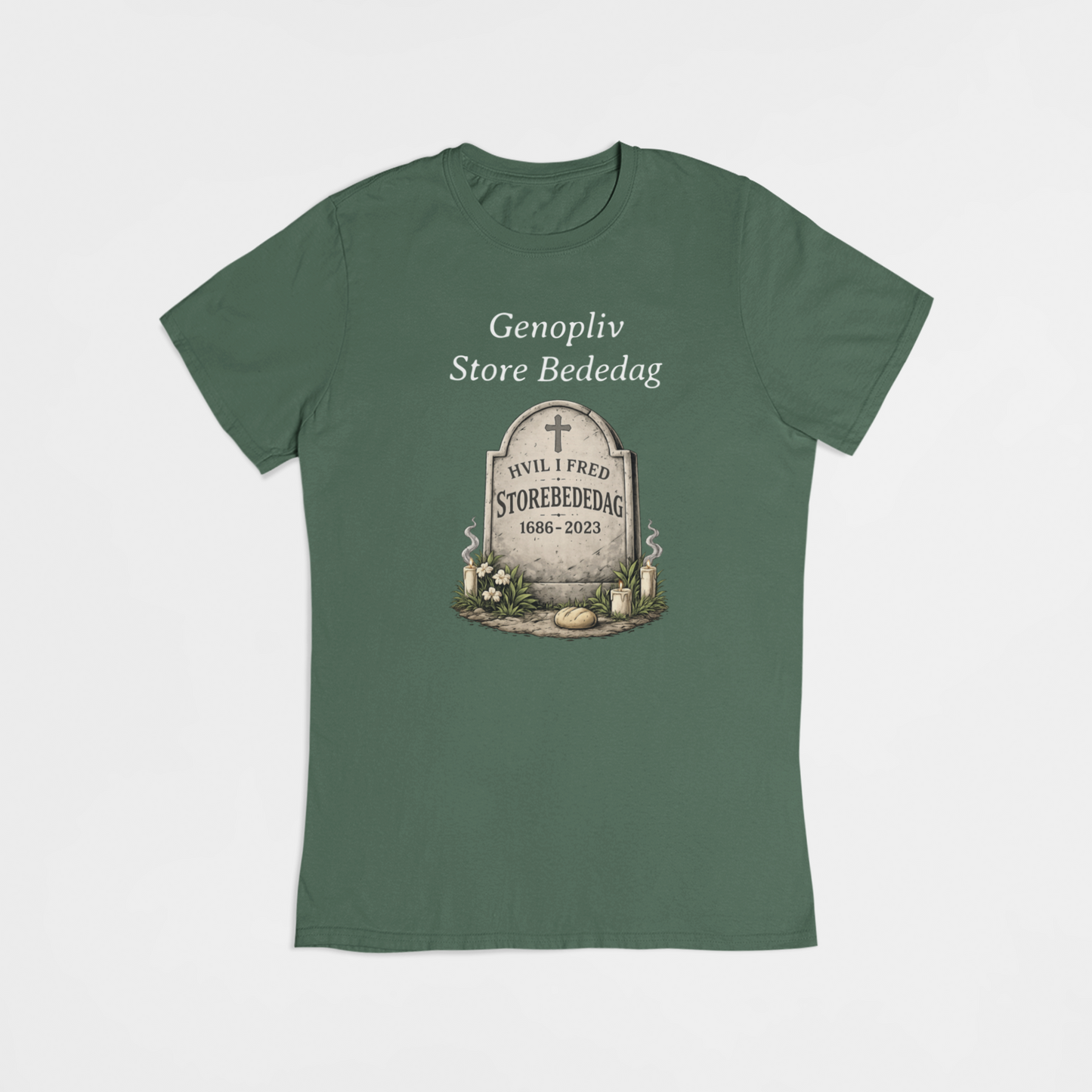 Genopliv Store bededag 1686-2023 grøn T-shirt