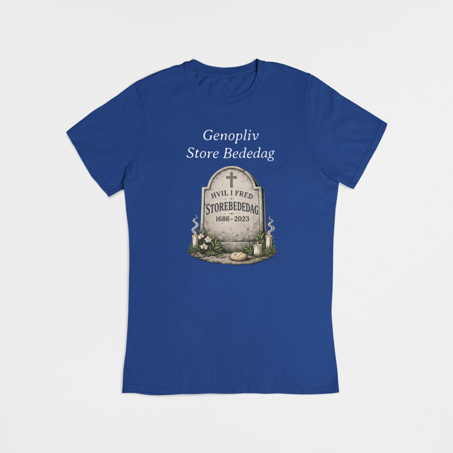 Genopliv Store bededag 1686-2023 blå T-shirt
