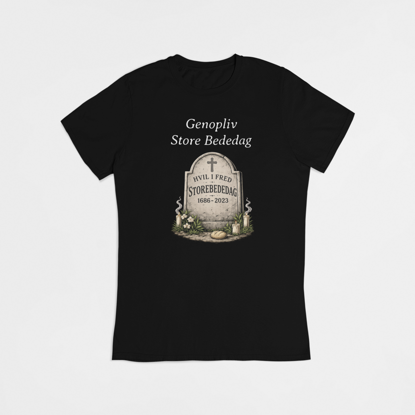 Genopliv Store bededag 1686-2023 sort T-shirt