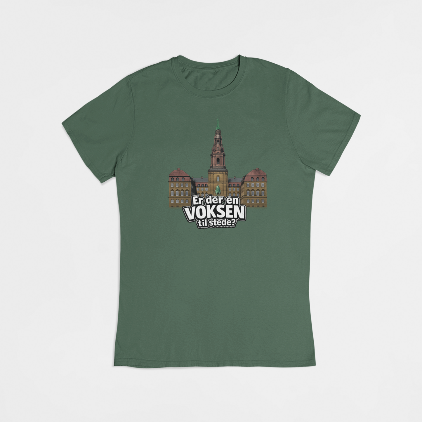 Grøn T-shirt med Christiansborg – “Er der en voksen til stede?” | Valg 2026 