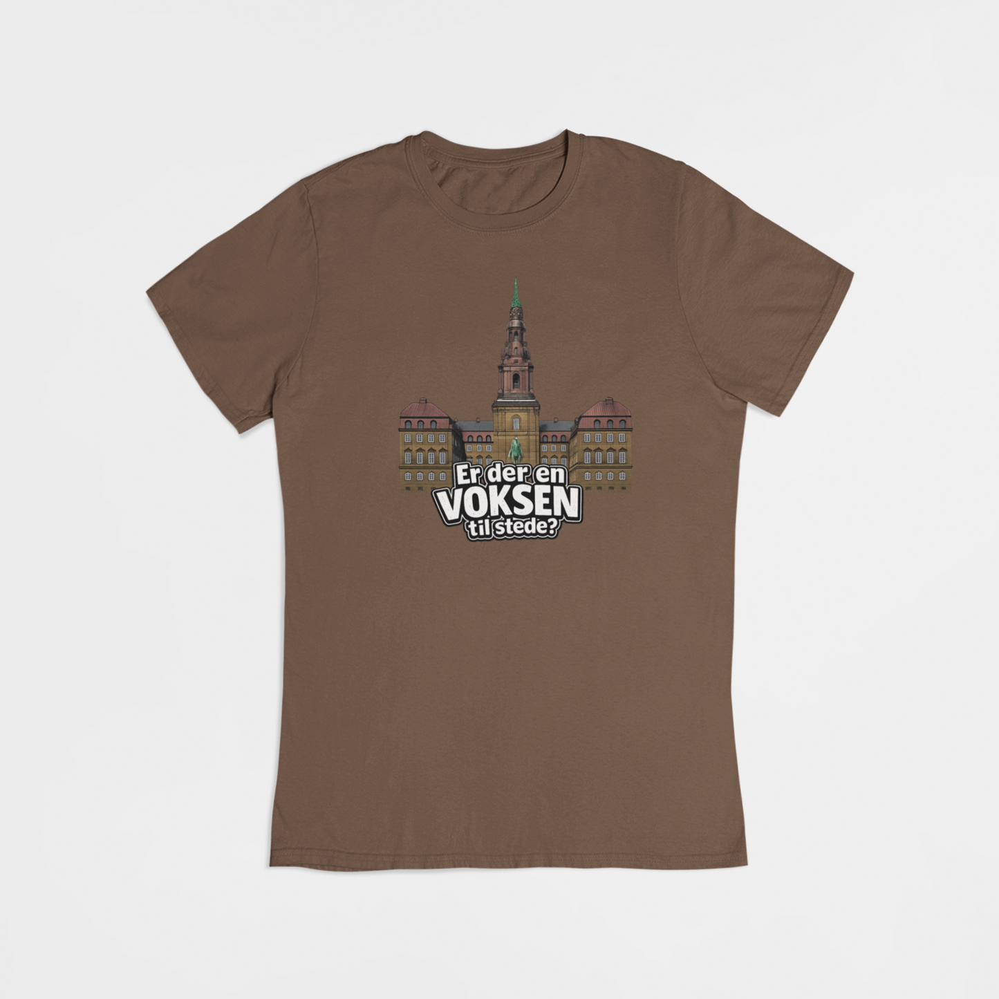 Brun T-shirt med Christiansborg – “Er der en voksen til stede?” | Valg 2026 
