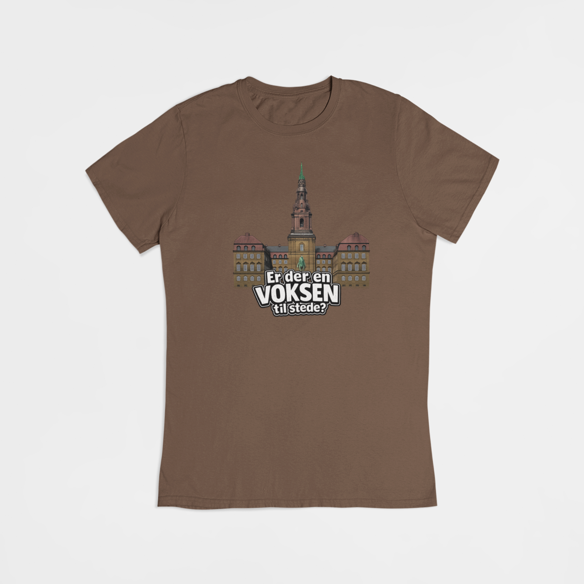 Brun T-shirt med Christiansborg – “Er der en voksen til stede?” | Valg 2026 