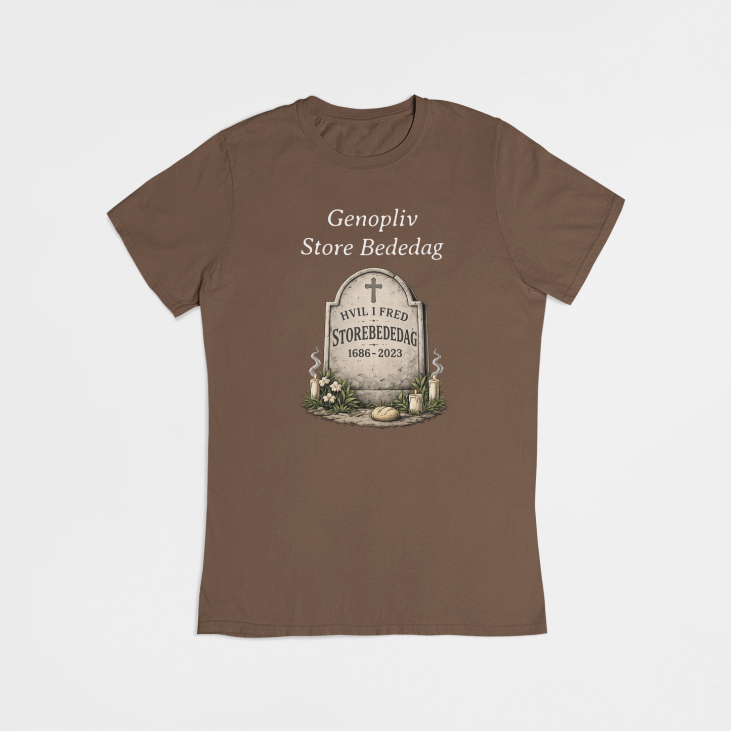Genopliv Store bededag 1686-2023 brun T-shirt